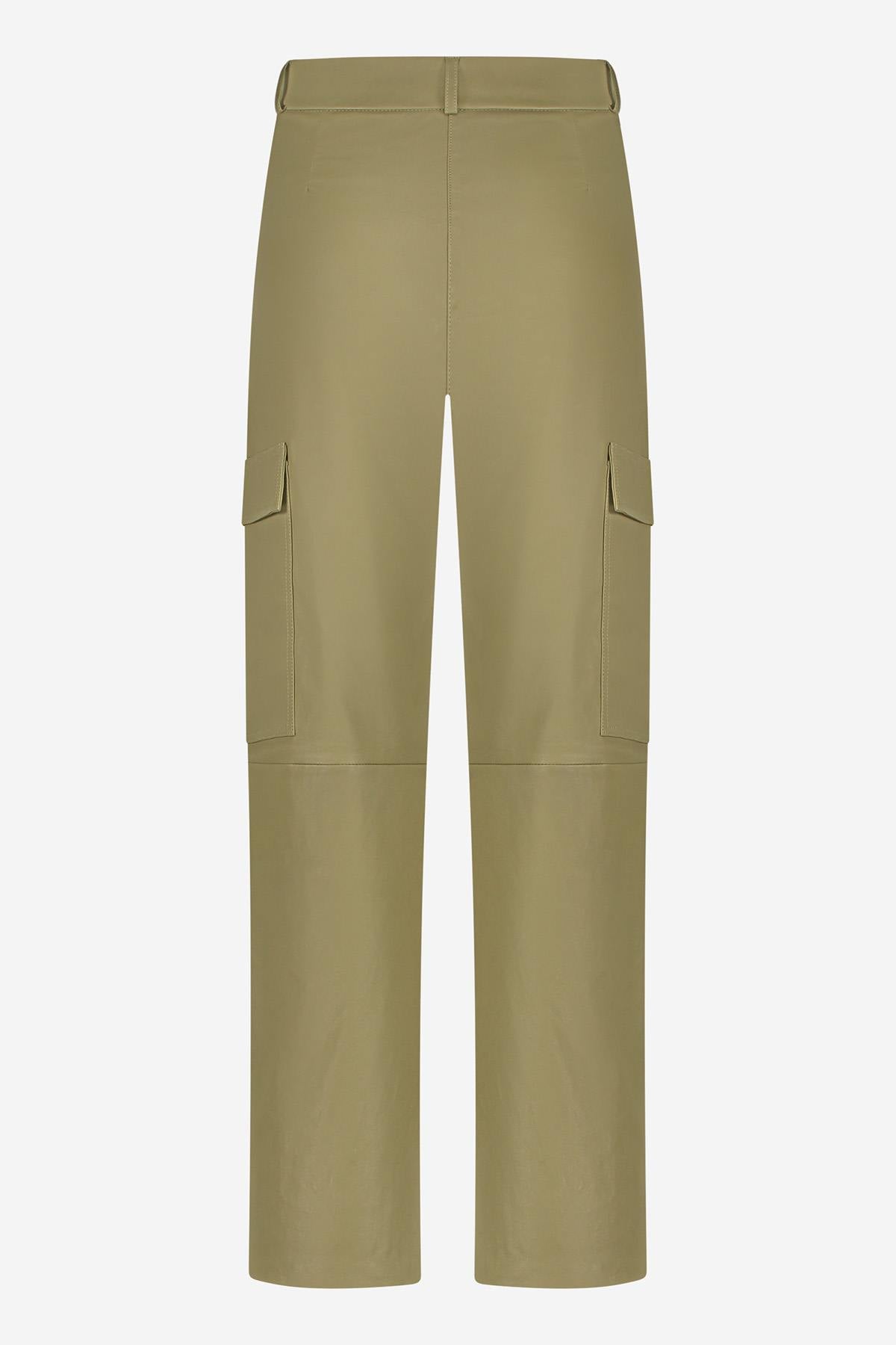 Moss green cargo-inspired leather pants - Image n°6