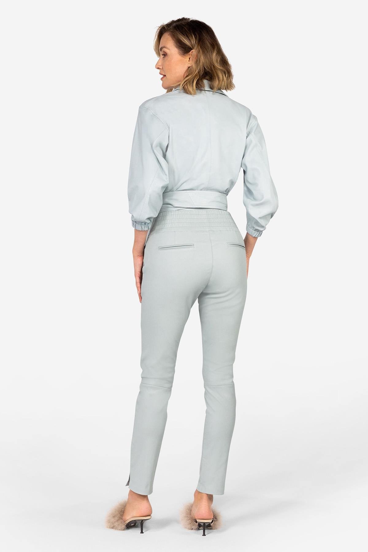 Haze blue stretch leather pants - Image n°4