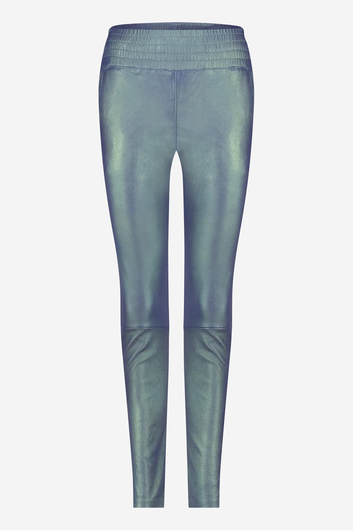 Metallic-effect stretch leather pants - Image n°2