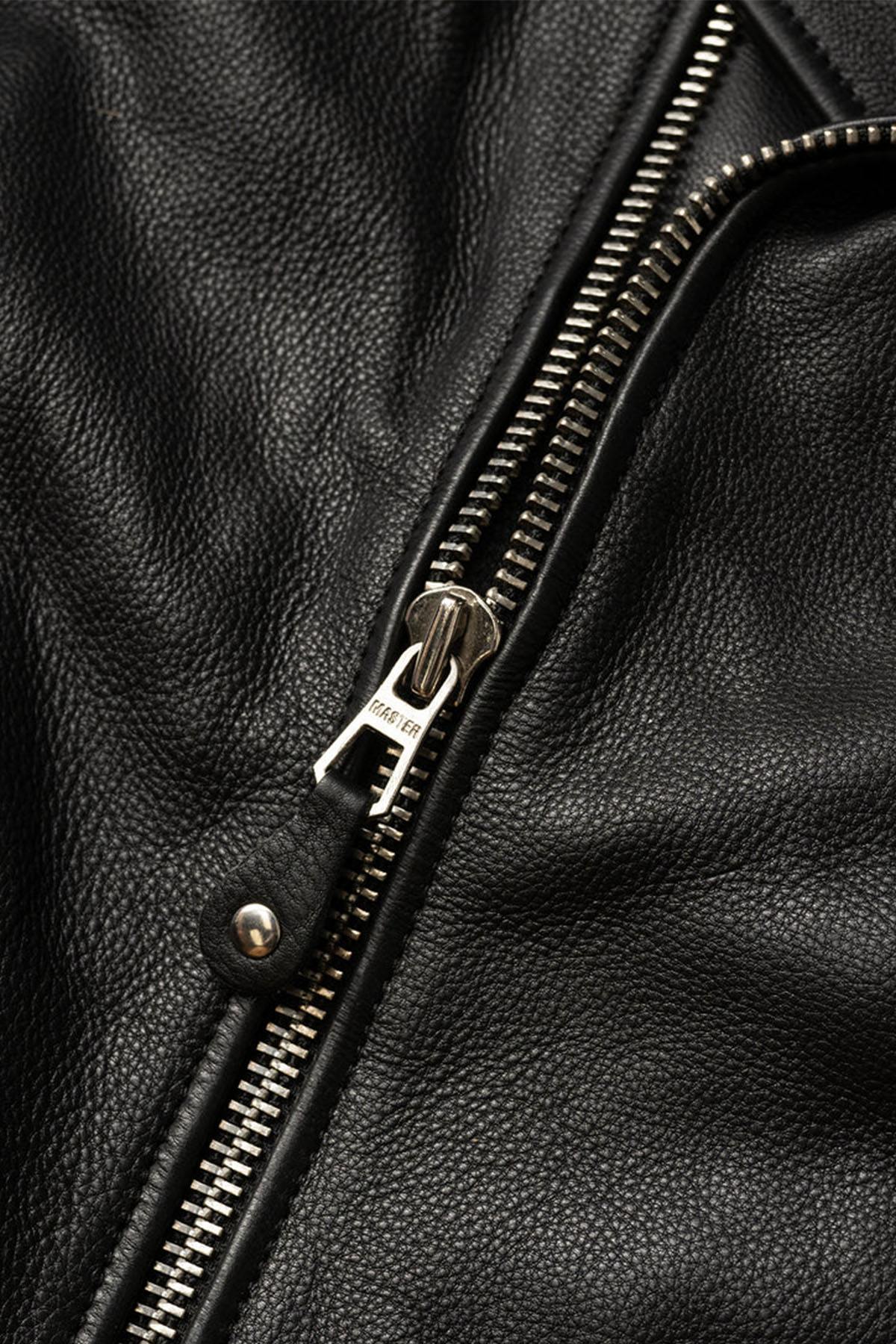 Thick black leather perfecto jacket - Image n°6