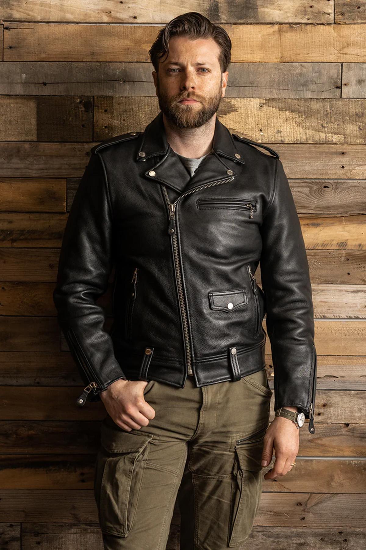 Thick black leather Bikerjacket - Image n°10