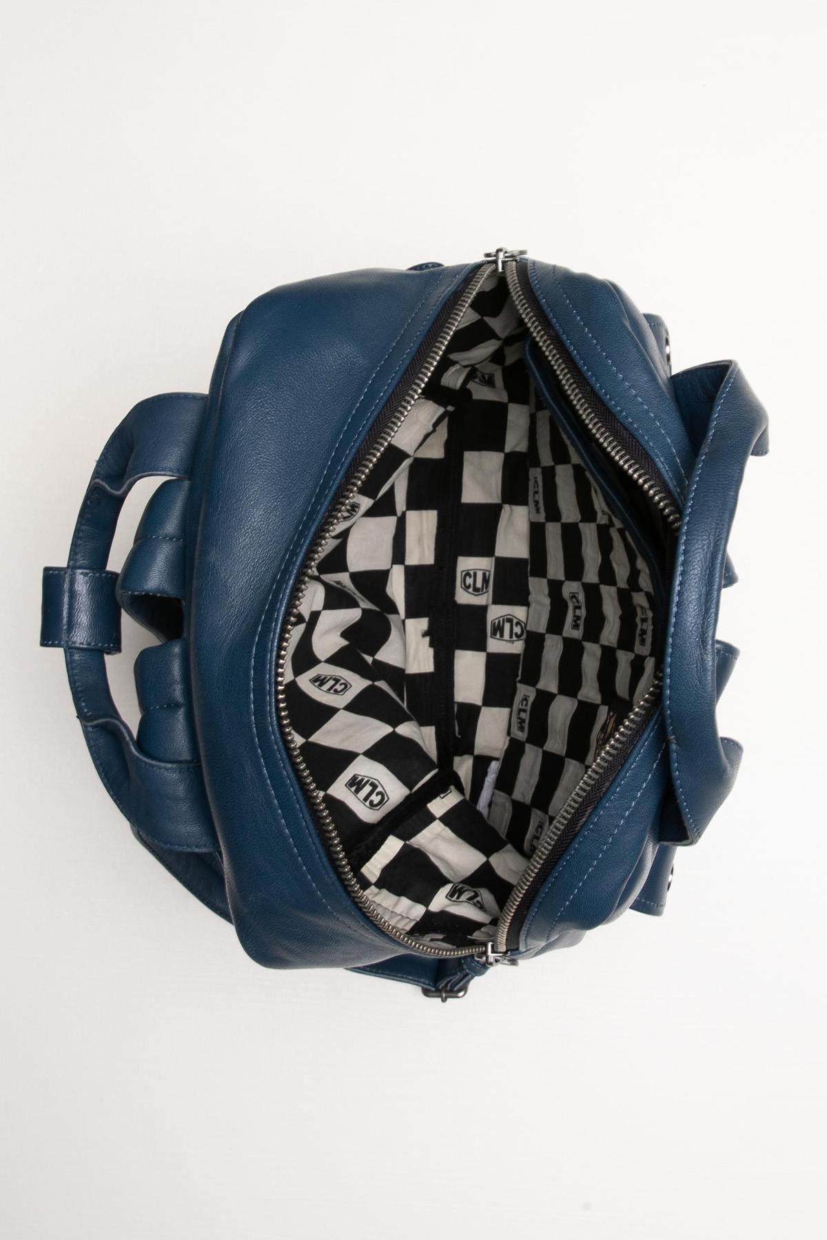 Royal blue racing style leather backpack - Image n°5