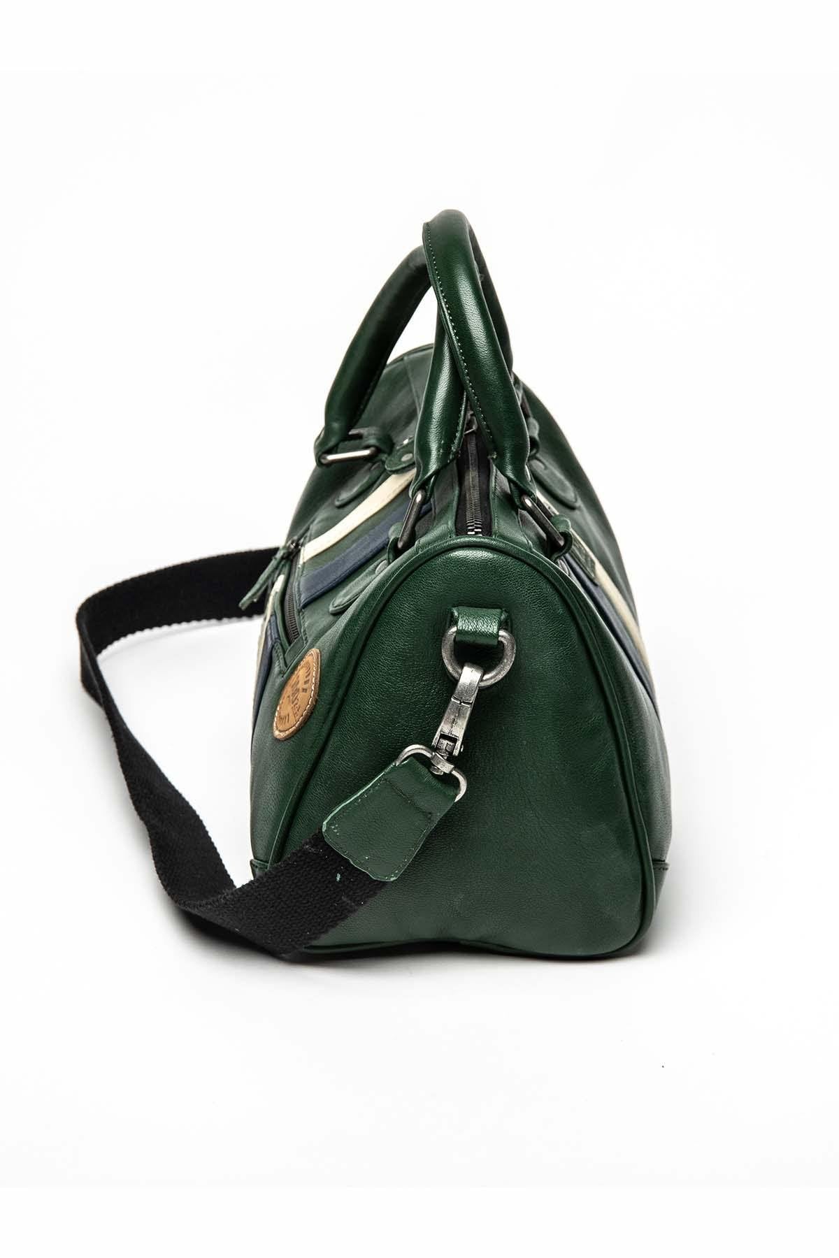 Green racing leather handbag - Image n°4