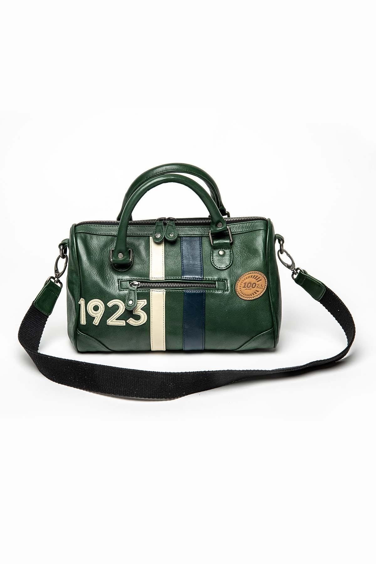 Green racing leather handbag - Image n°1