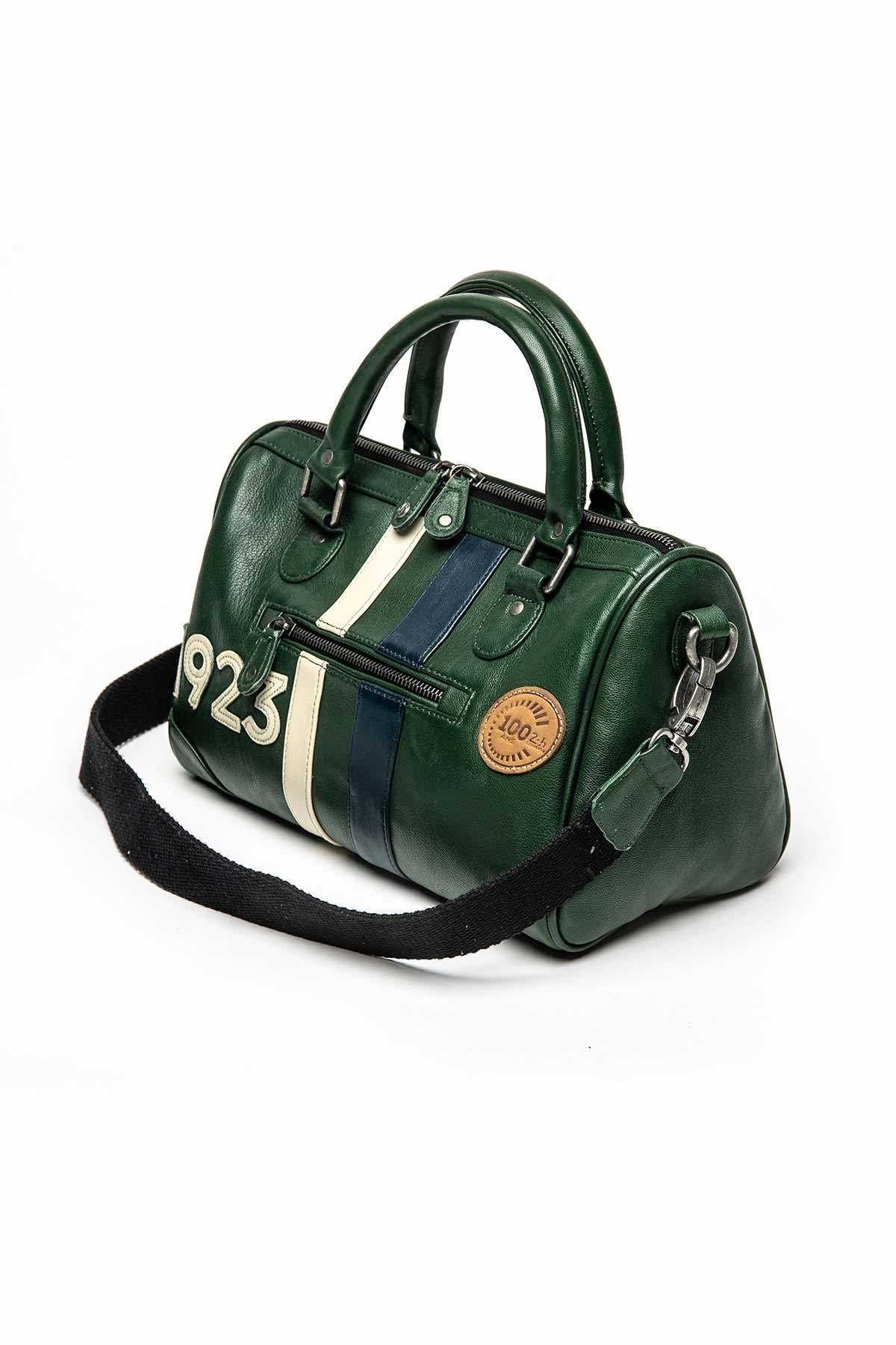 Green racing leather handbag - Image n°2