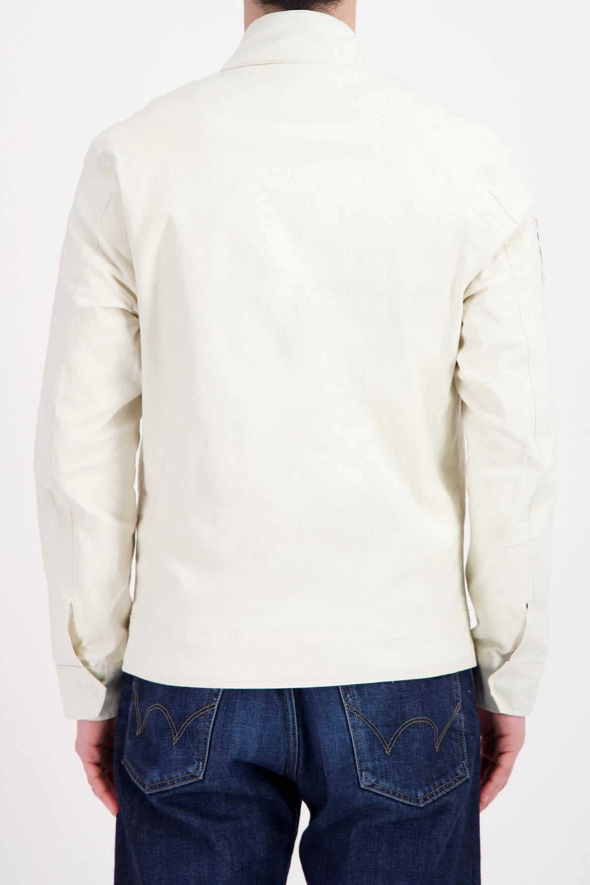 Cream textile jacket with racing pattern - Image n°5