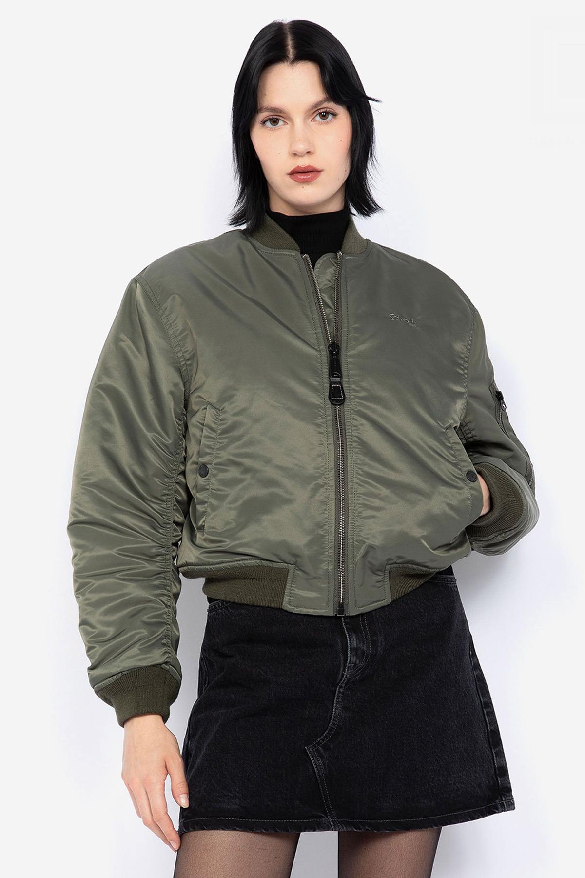 American cut bomber jacket in recycled nylon - Image n°1