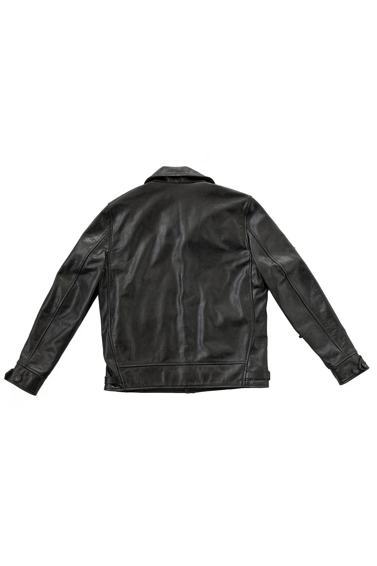 Black leather jacket with stand-up collar for men - Image n°12