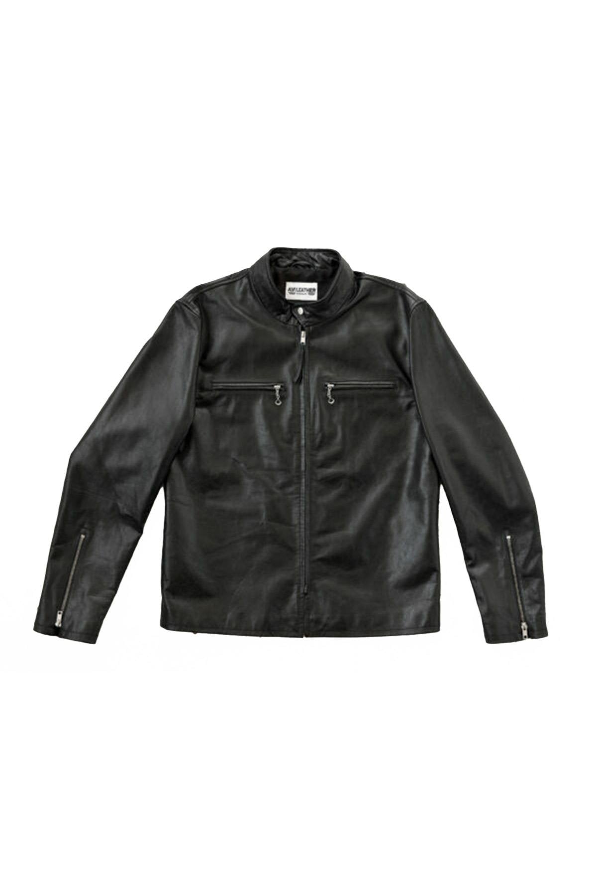 Black leather biker jacket - Image n°8