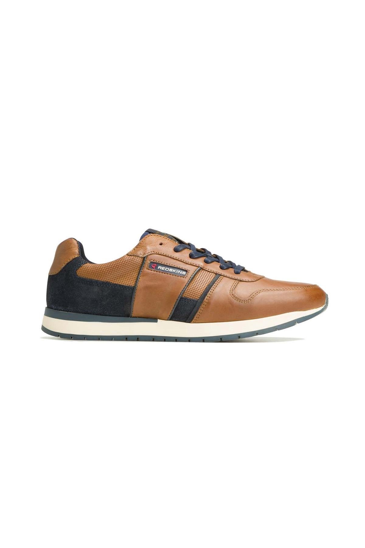 Navy cognac leather sneakers - Image n°4