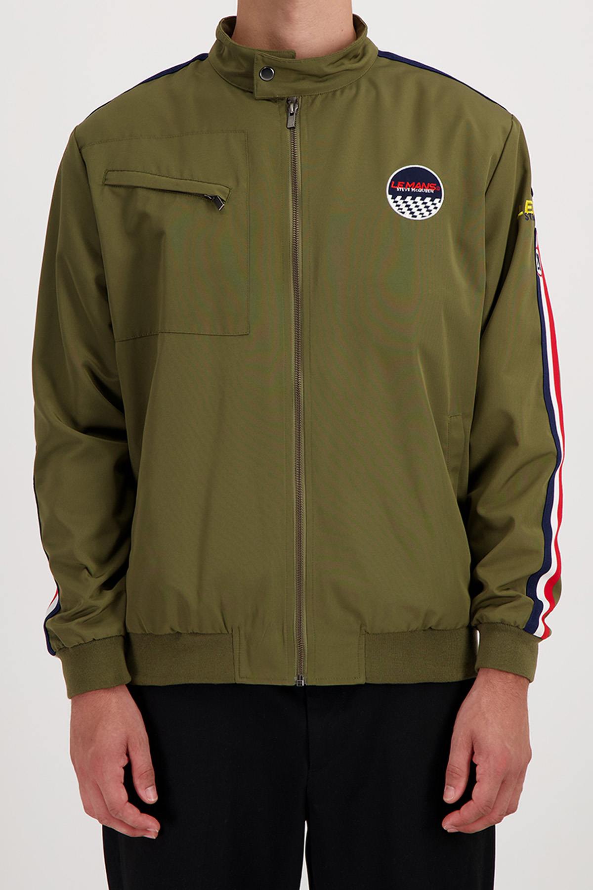 Khaki racing textile jacket - Image n°1