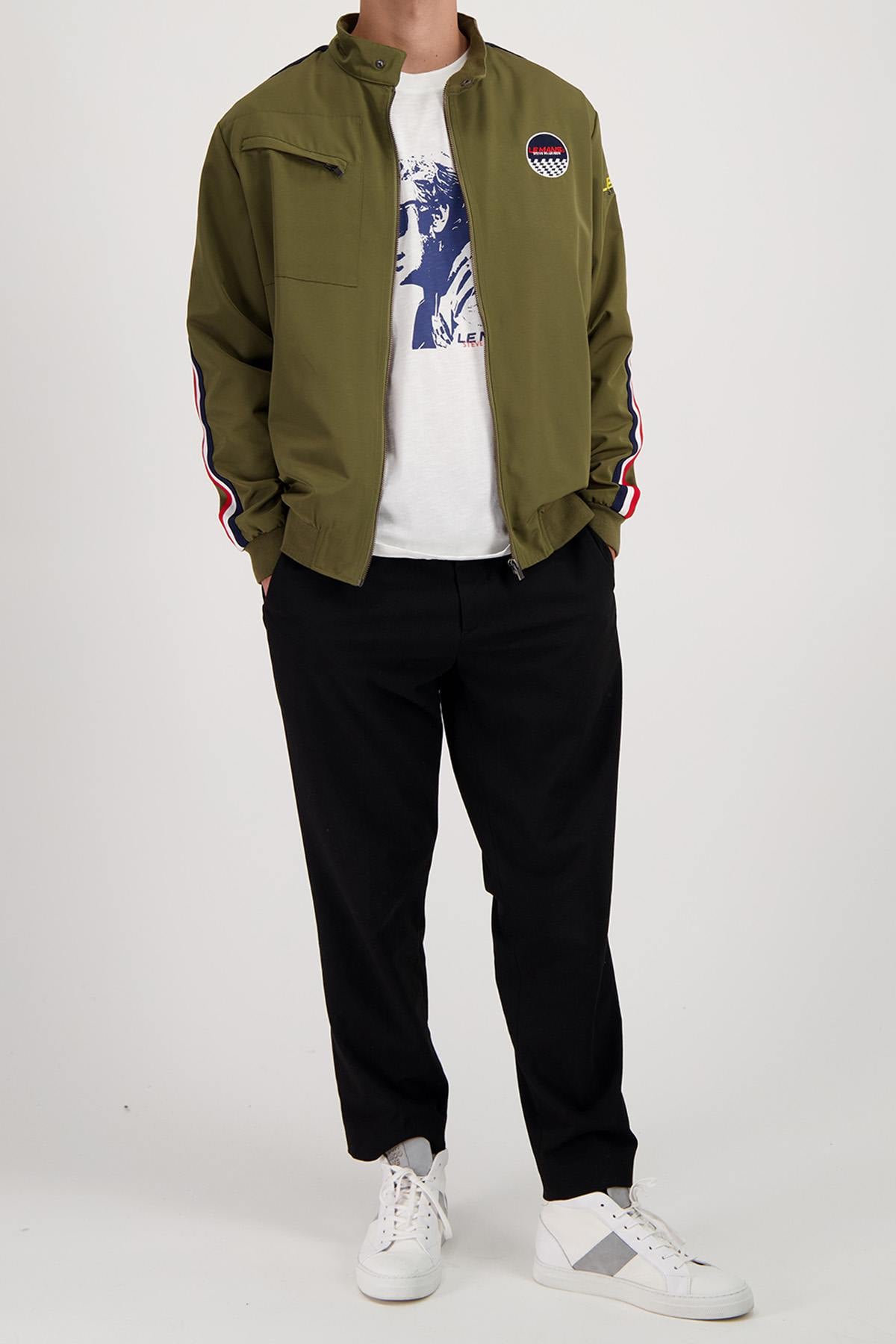 Khaki racing textile jacket - Image n°2