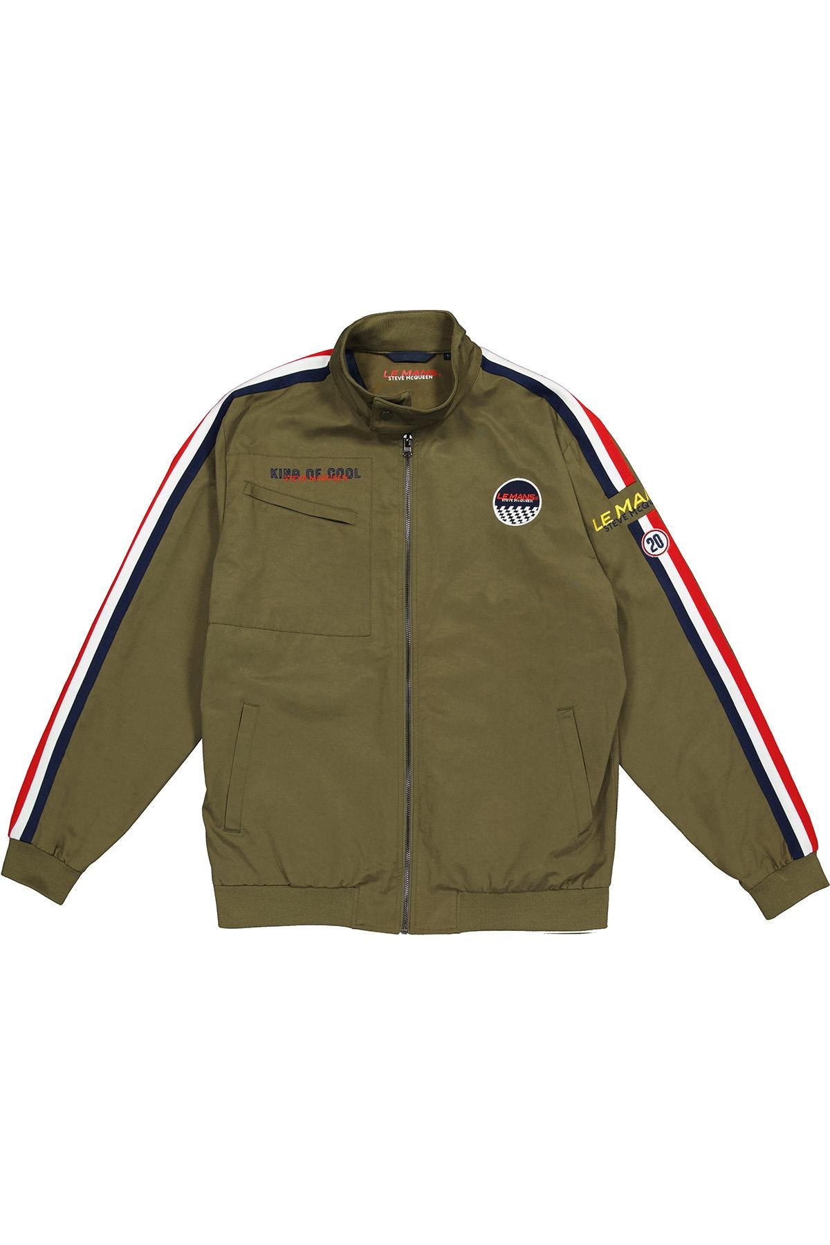 Khaki racing textile jacket - Image n°7