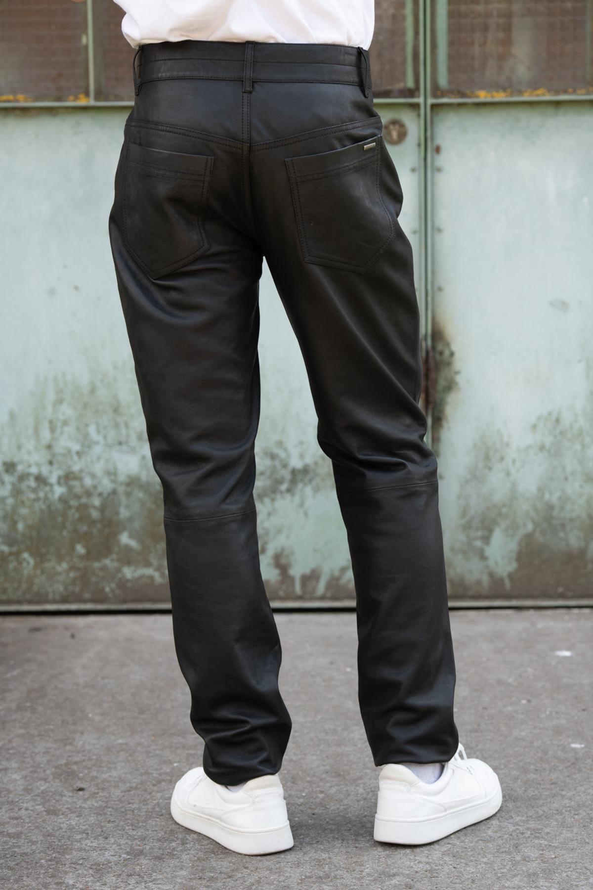 Black vegetable-tanned leather pants - Image n°7