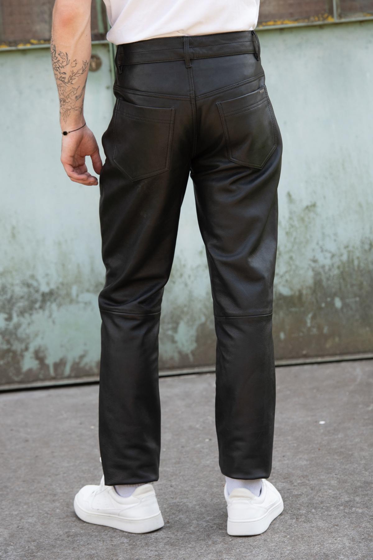 Black leather pants for men - Image n°6