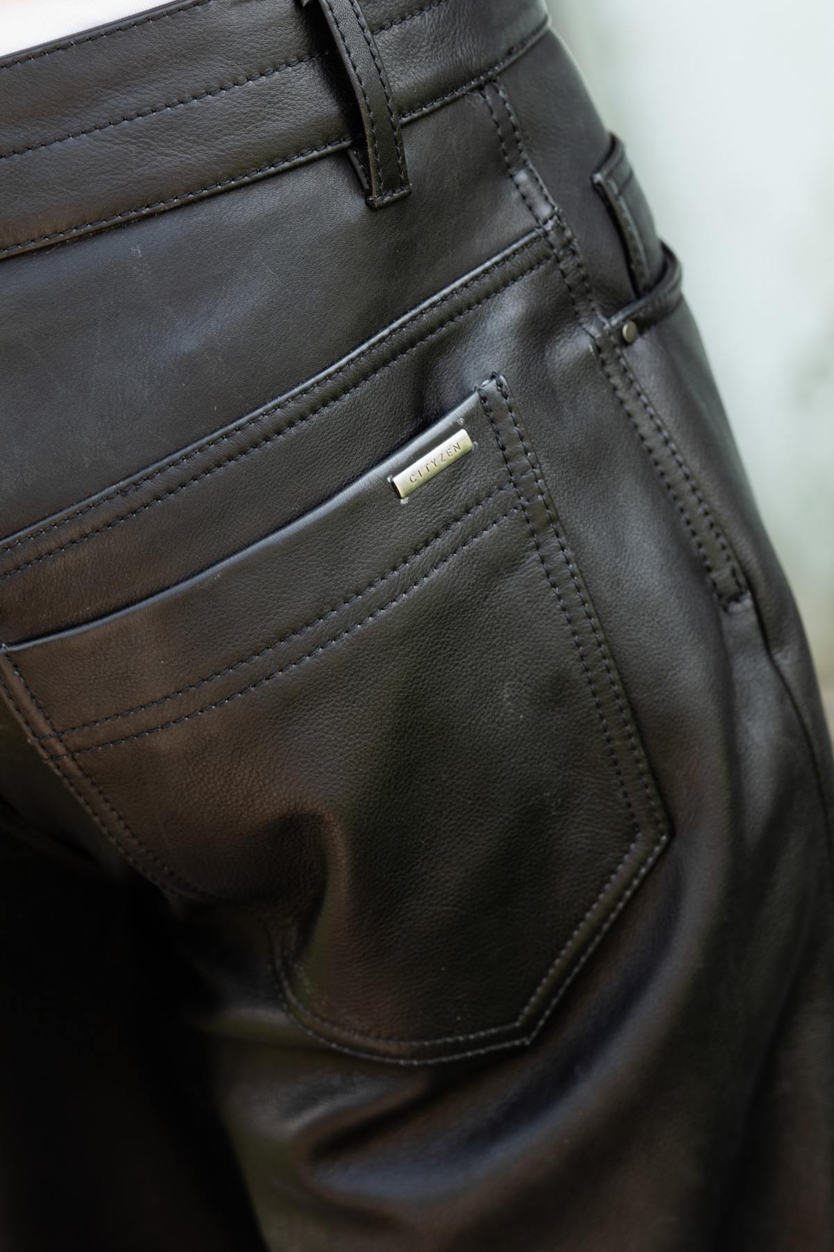 Black leather pants for men - Image n°7