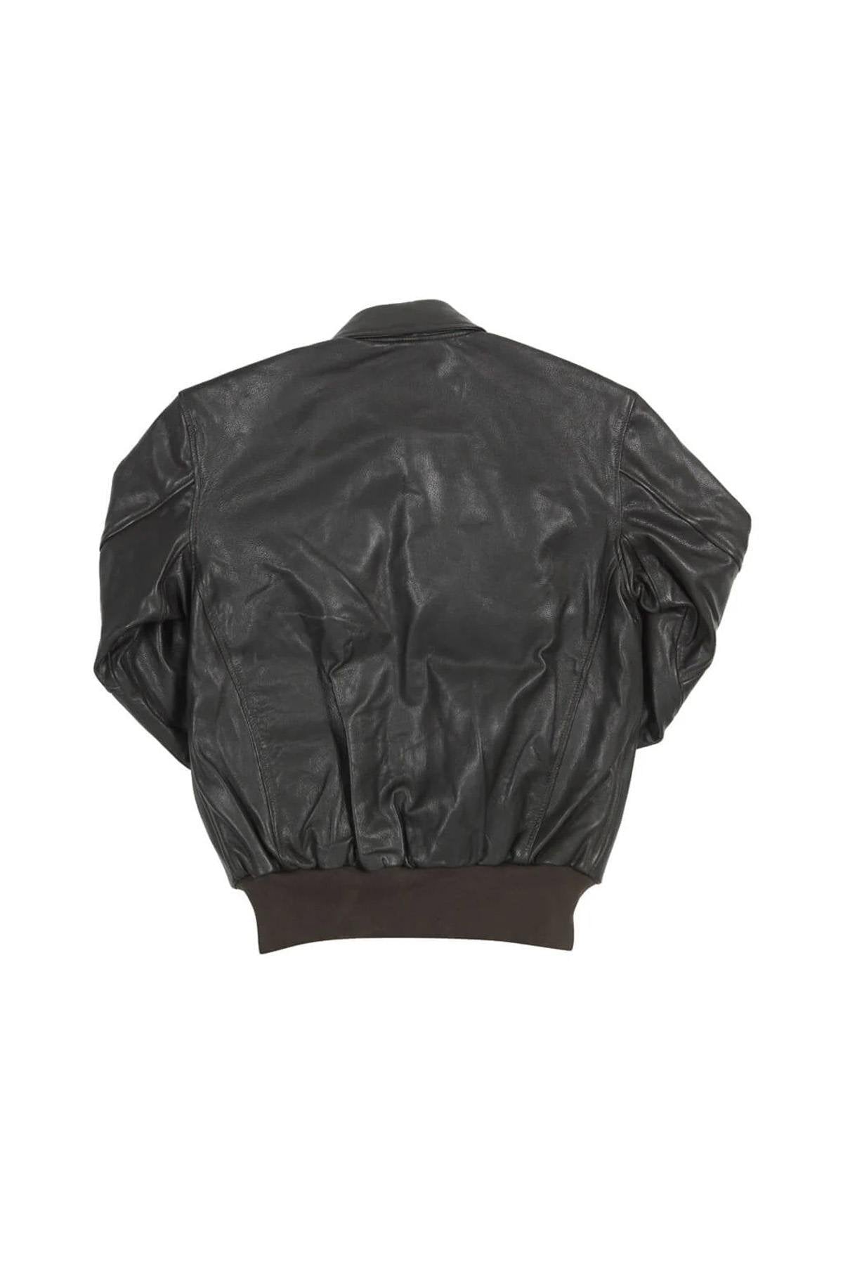 Leather bomber jacket with shirt collar made in the USA - Image n°16