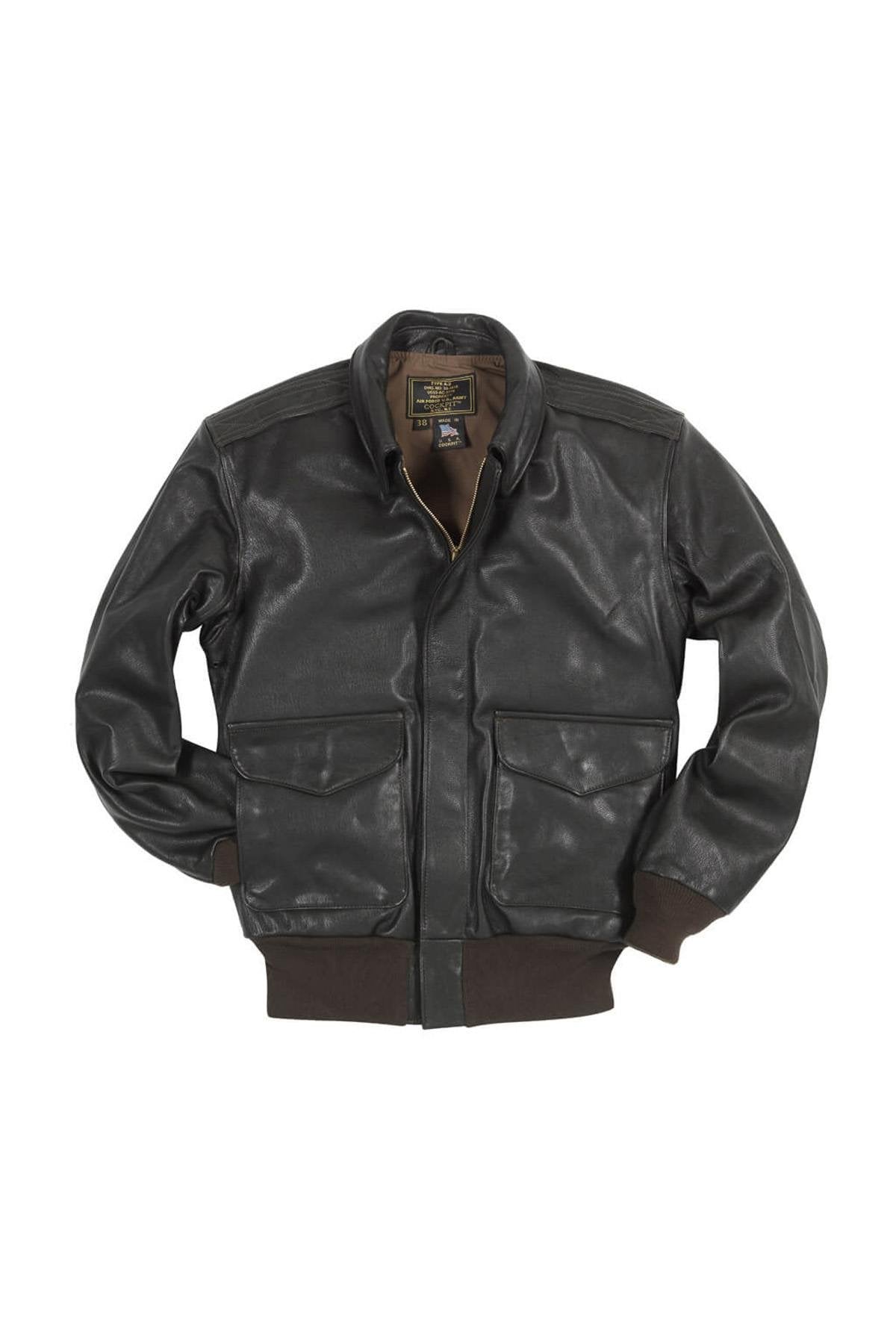 Leather bomber jacket with shirt collar made in the USA - Image n°3