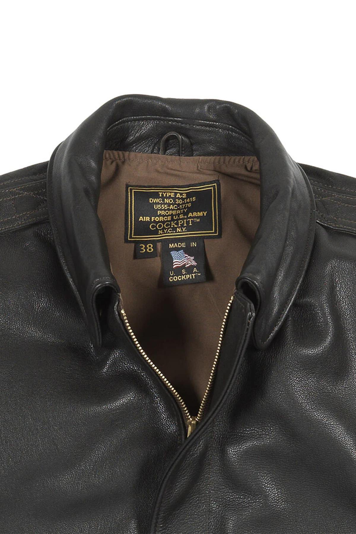 Leather bomber jacket with shirt collar made in the USA - Image n°4