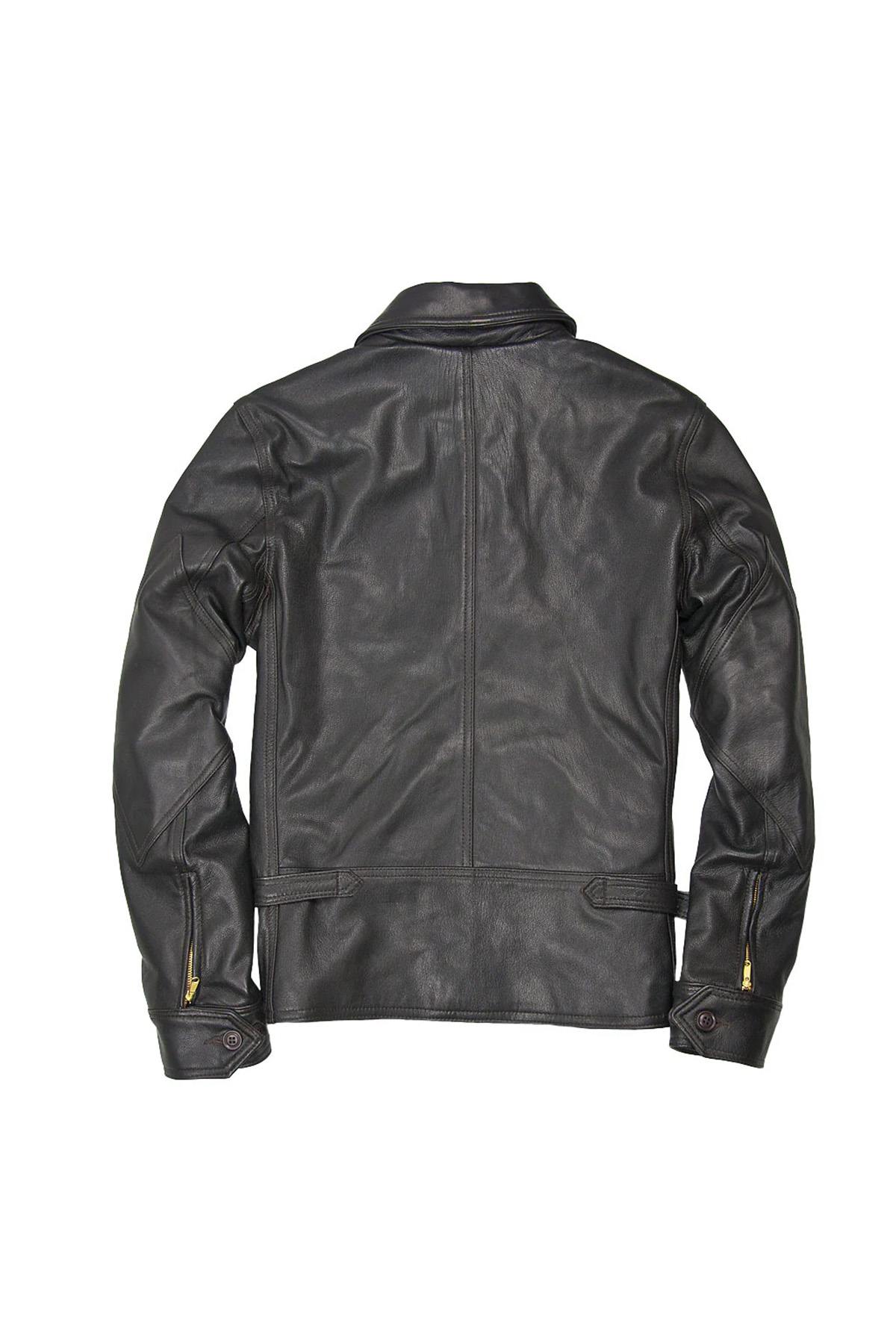 Aviator-style leather jacket with shirt collar - Image n°6