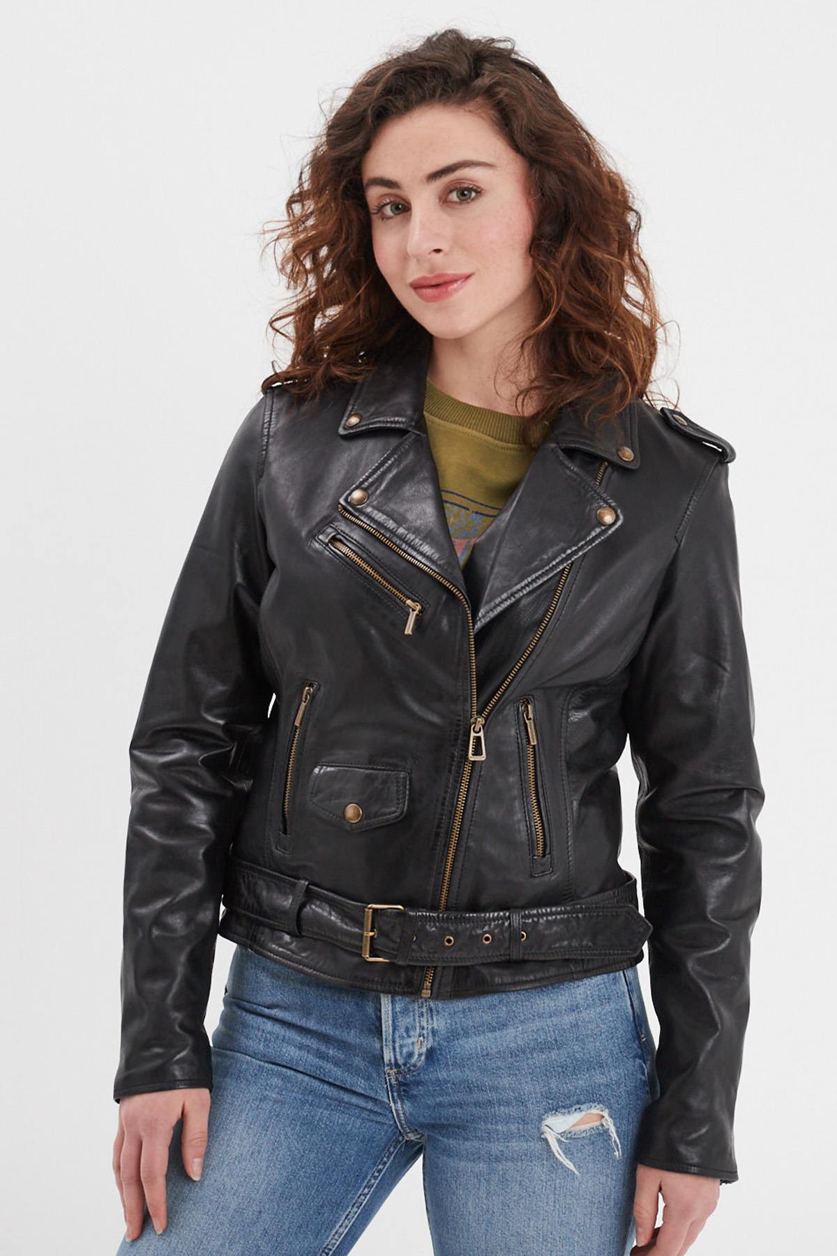 Black perfecto style leather jacket - Image n°5