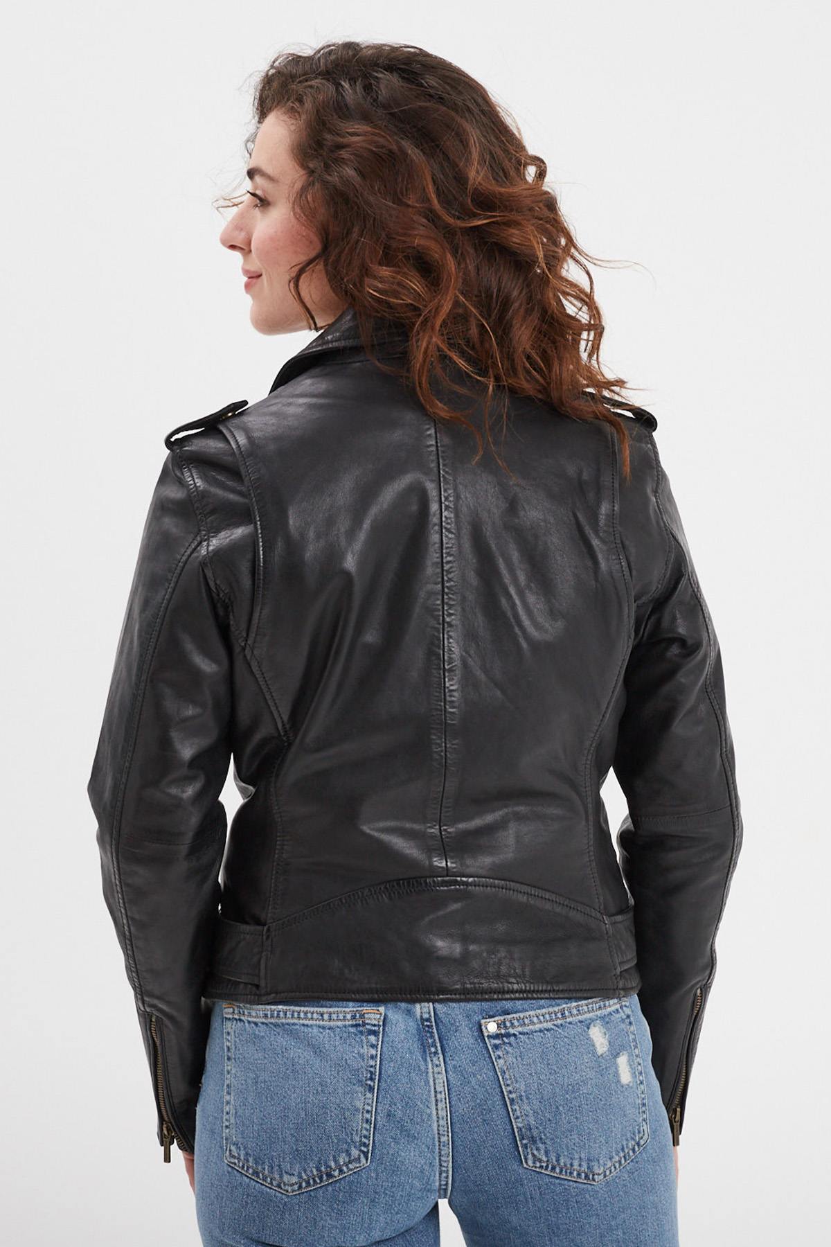 Black perfecto style leather jacket - Image n°6