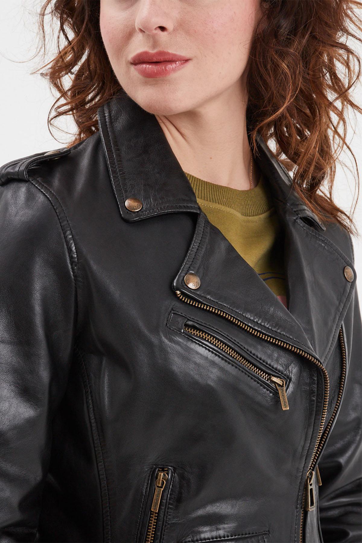 Black perfecto style leather jacket - Image n°3