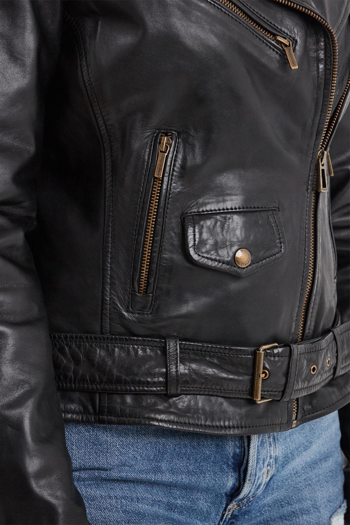 Black perfecto style leather jacket - Image n°4