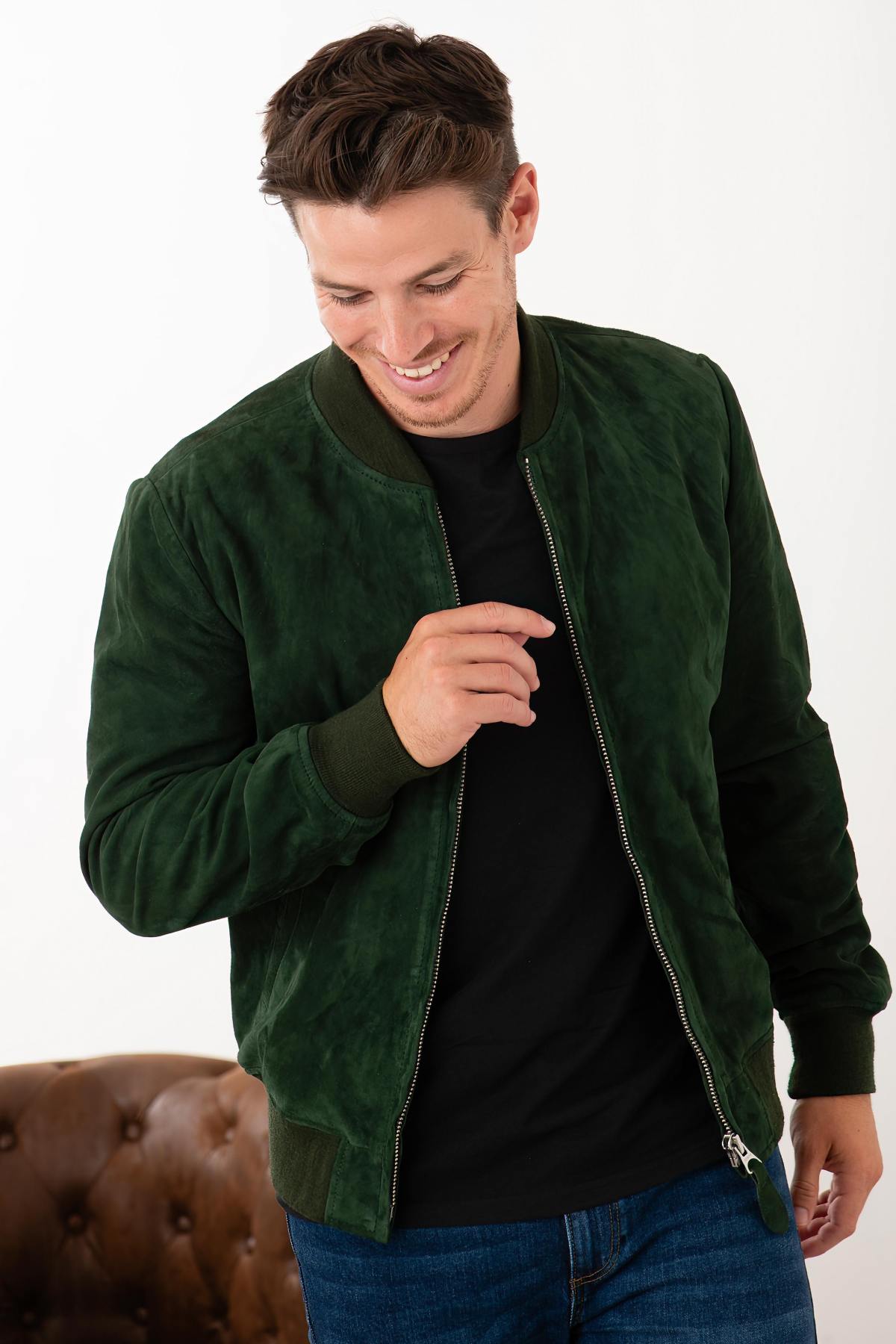 Teddy in green suede leather - Image n°1