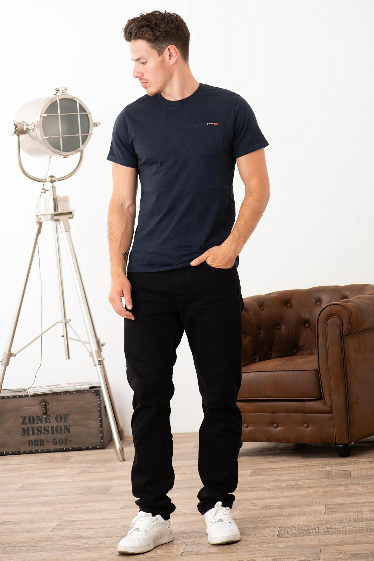 Navy blue cotton T-shirt - Image n°2