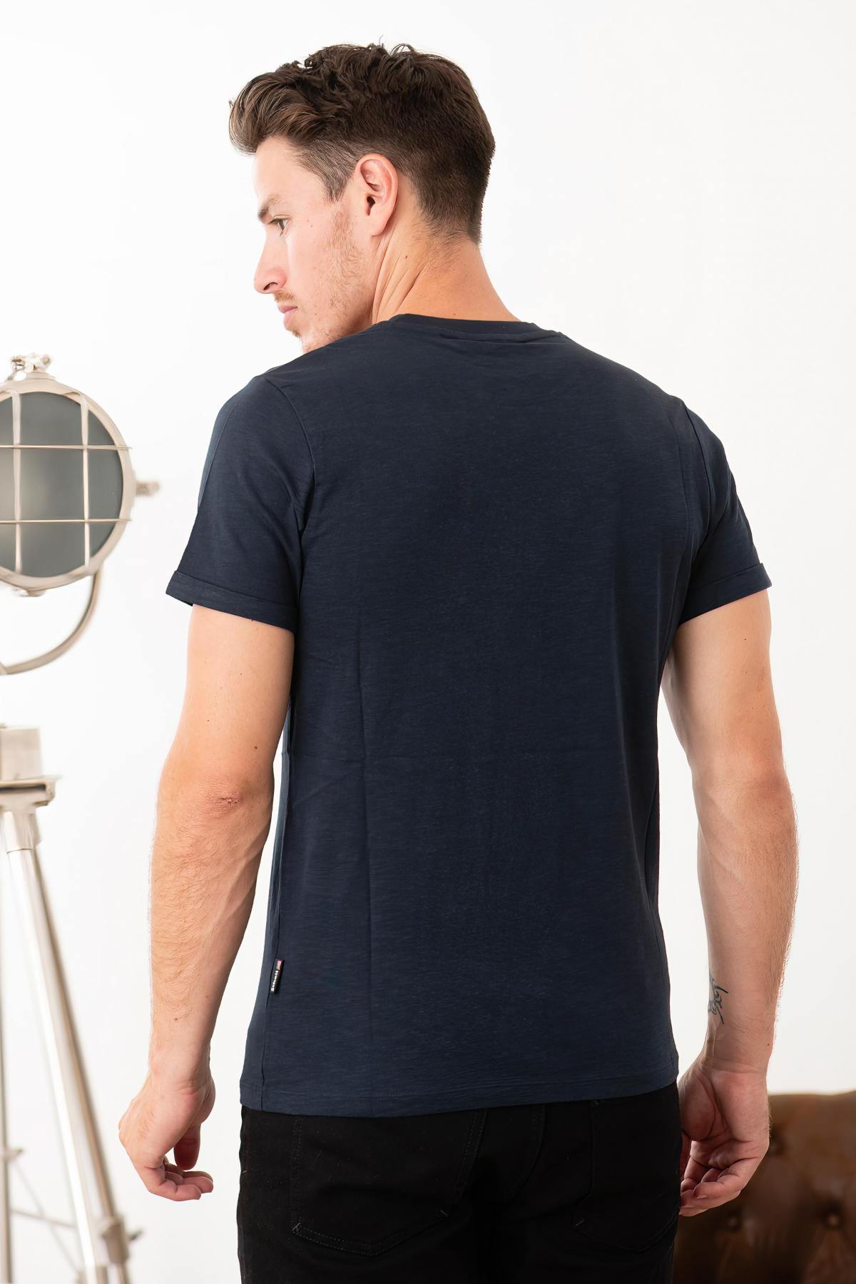 Navy blue cotton T-shirt - Image n°4