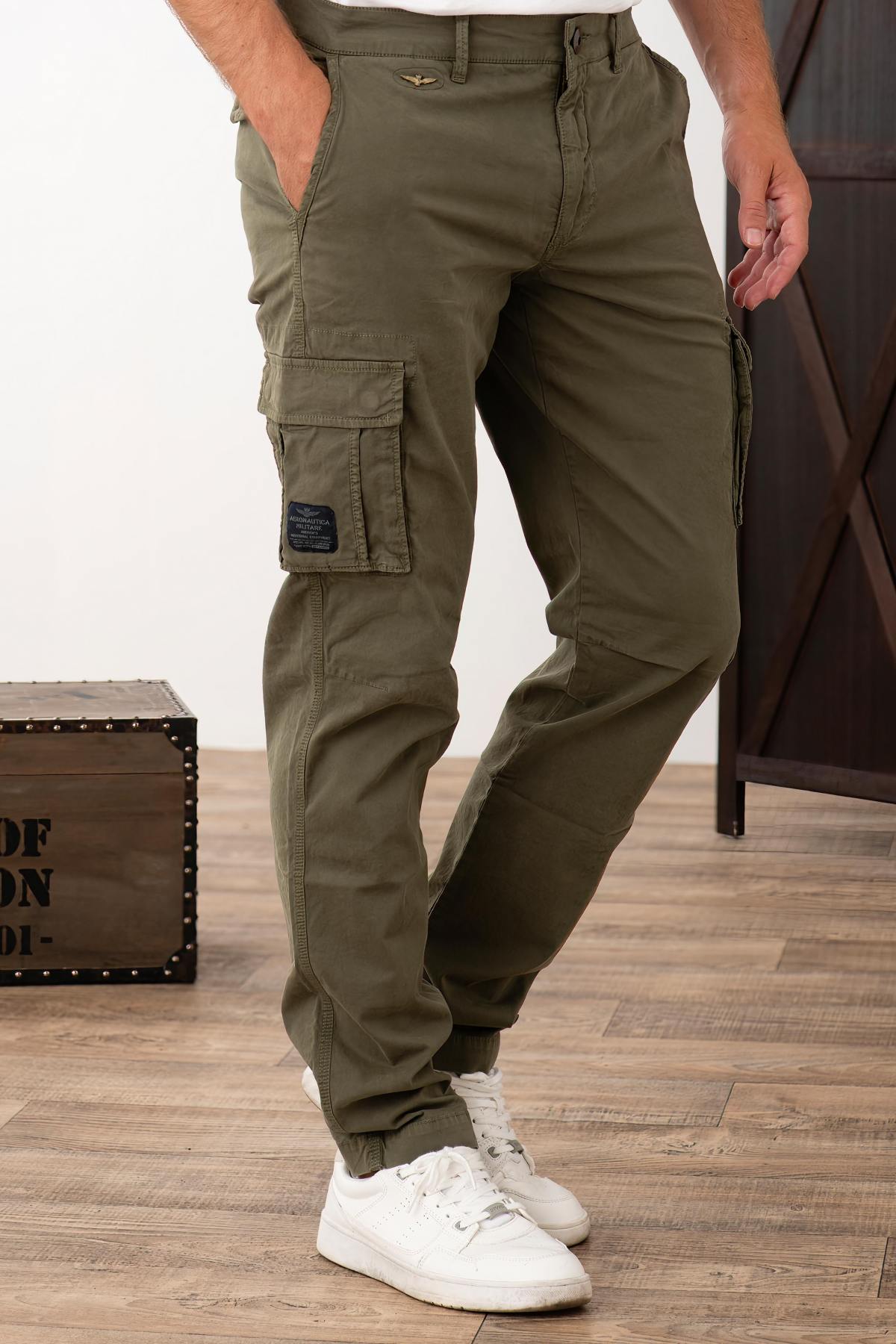 Khaki green army style pants - Image n°7