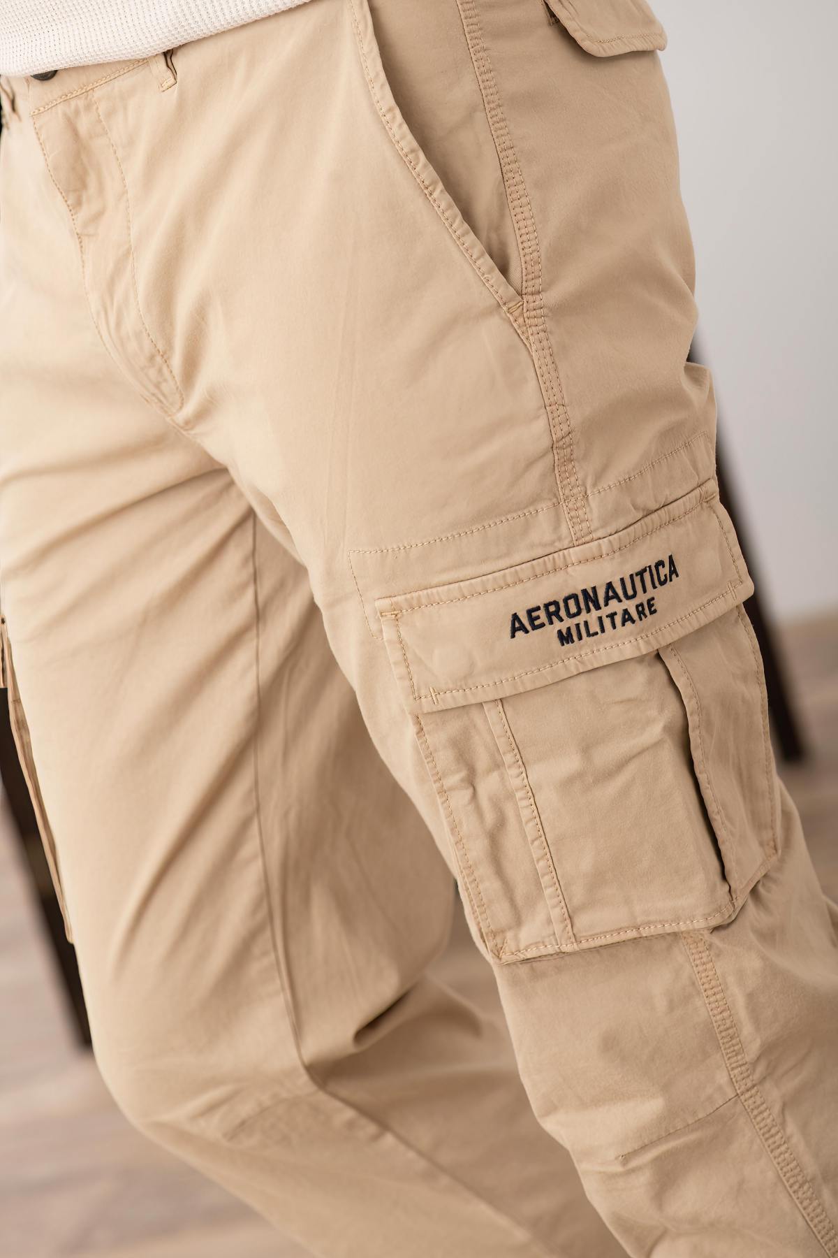 Beige army style pants for men - Image n°4