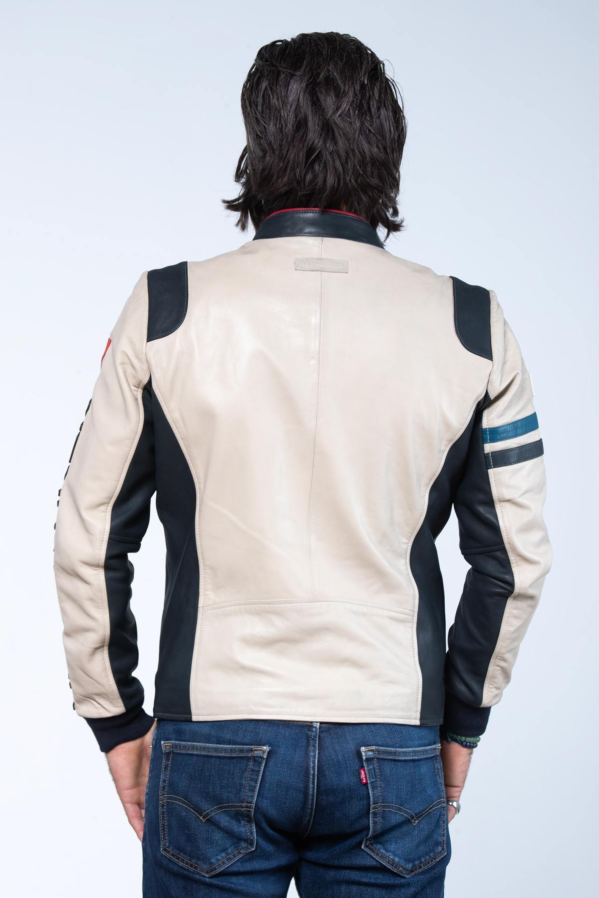 Ari Vatanen ecru racing leather jacket - Image n°8