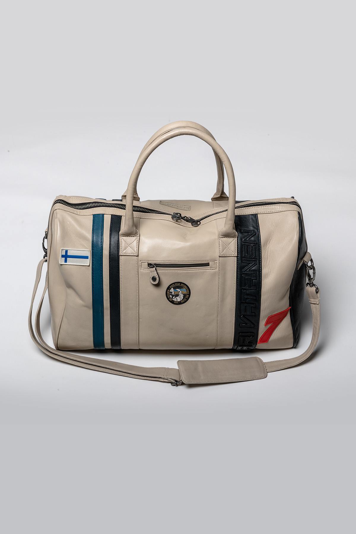 Ari Vatanen ecru racing leather travel bag - Image n°3