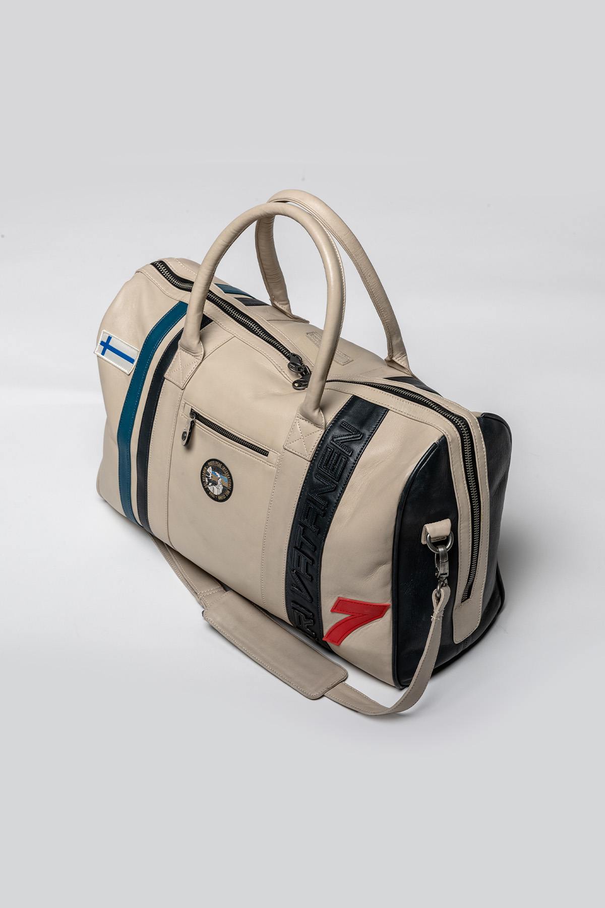 Ari Vatanen ecru racing leather travel bag - Image n°5