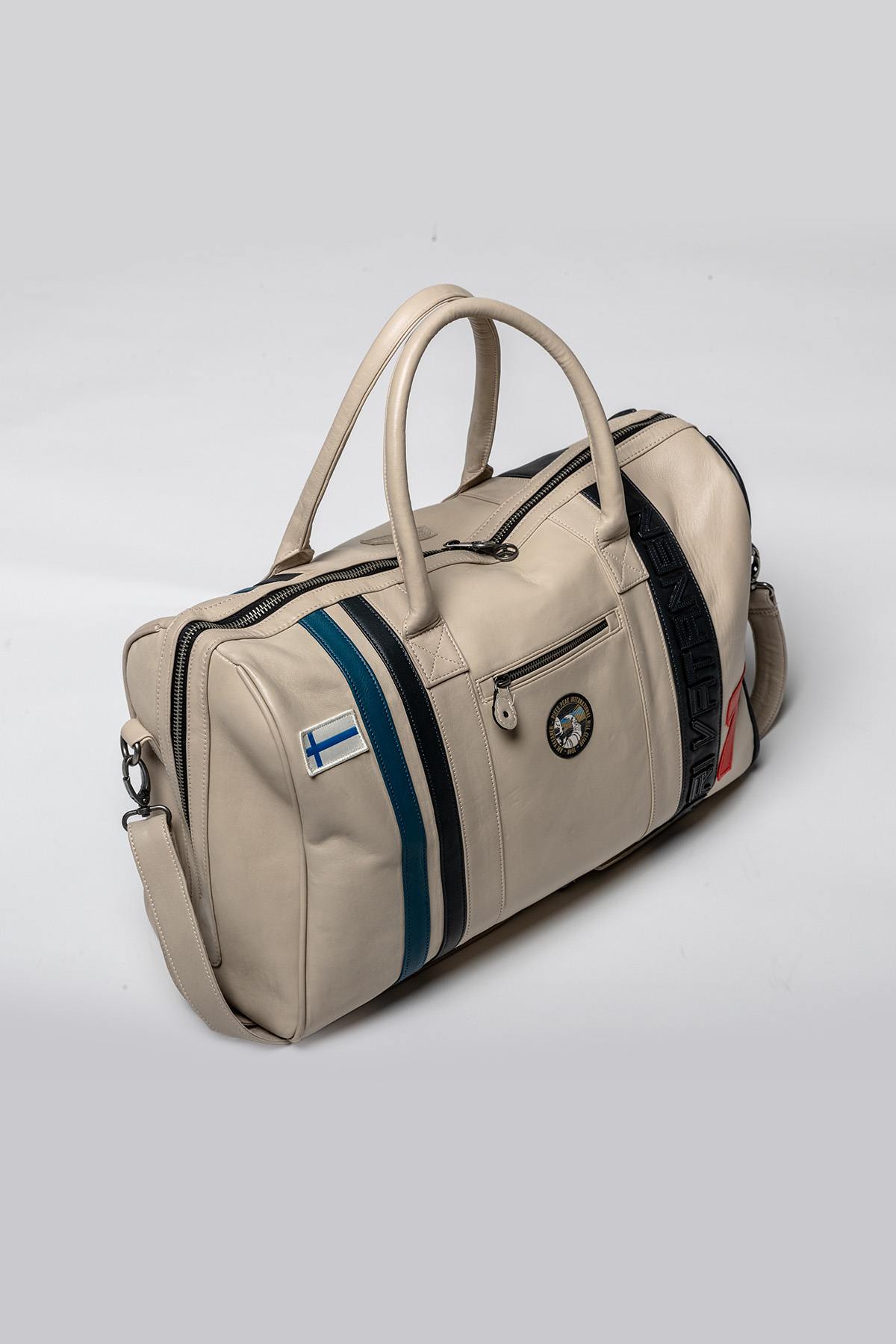 Ari Vatanen ecru racing leather travel bag - Image n°6