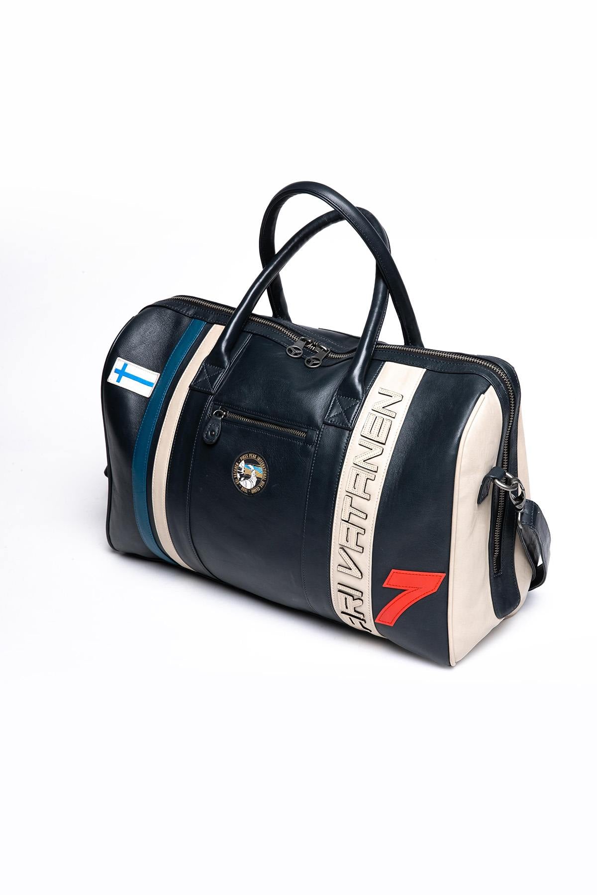 Ari Vatanen navy blue racing leather travel bag - Image n°3