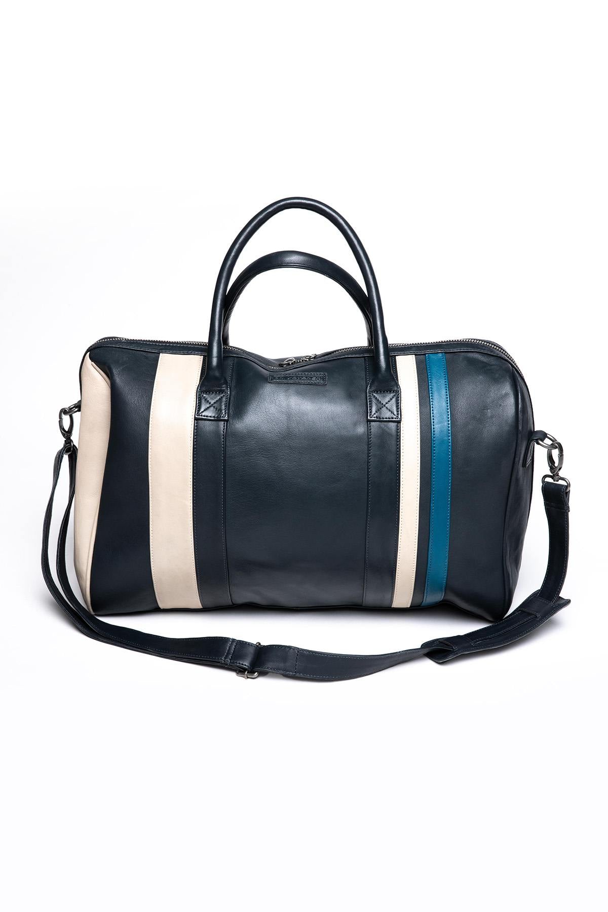 Ari Vatanen navy blue racing leather travel bag - Image n°4