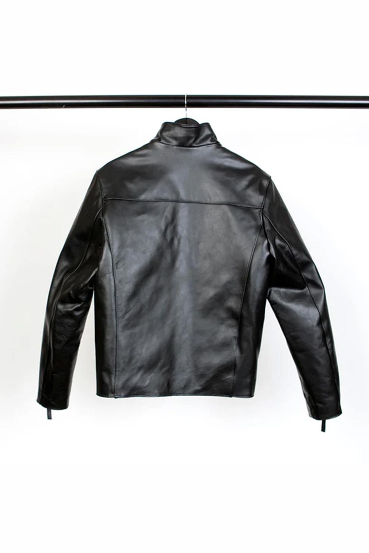 Leather jacket with biker collar, iconic model - Image n°6