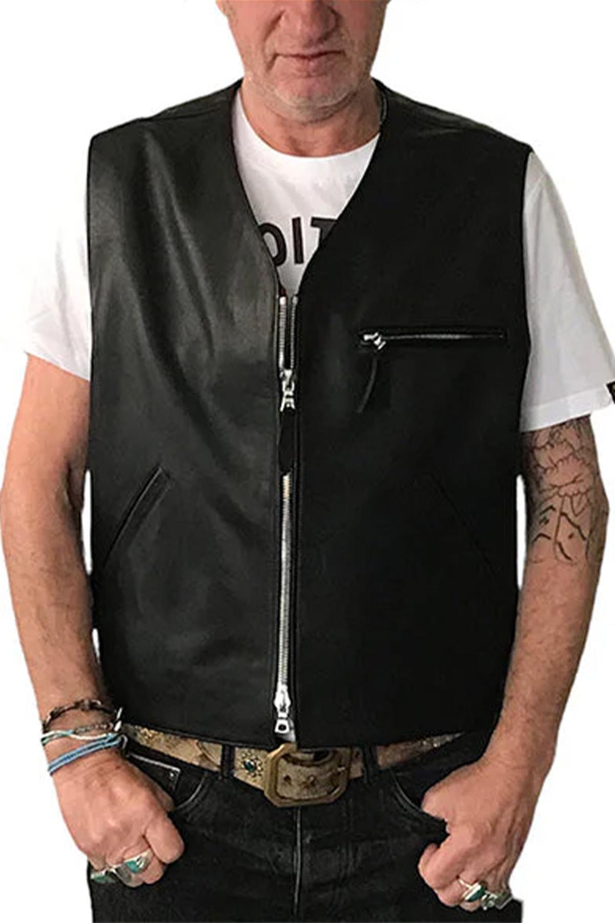 Black horse leather biker vest - Image n°3