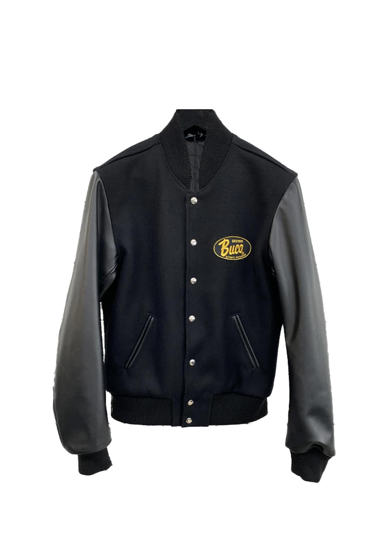 Black Teddy jacket with yellow logo - Image n°1