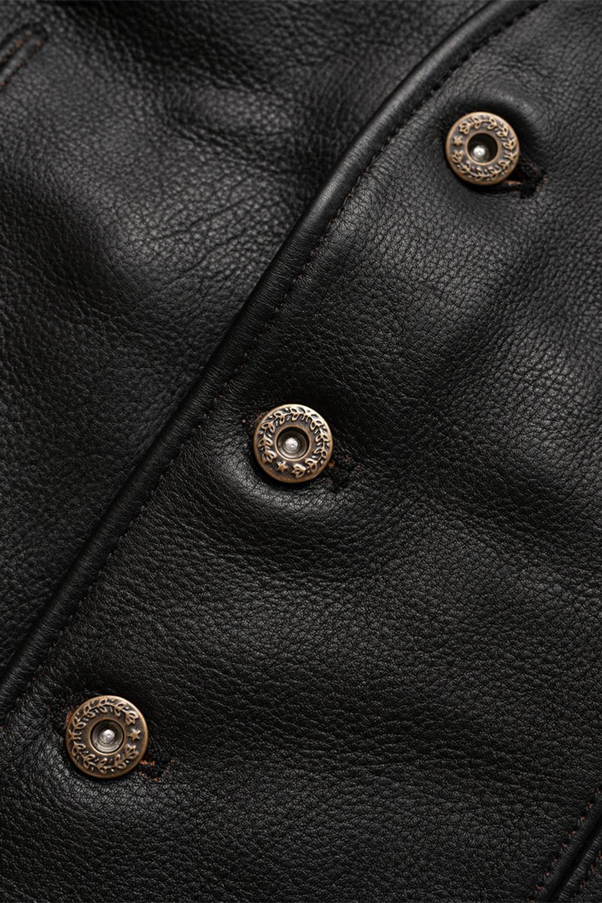 Black cowhide leather vest - Image n°6