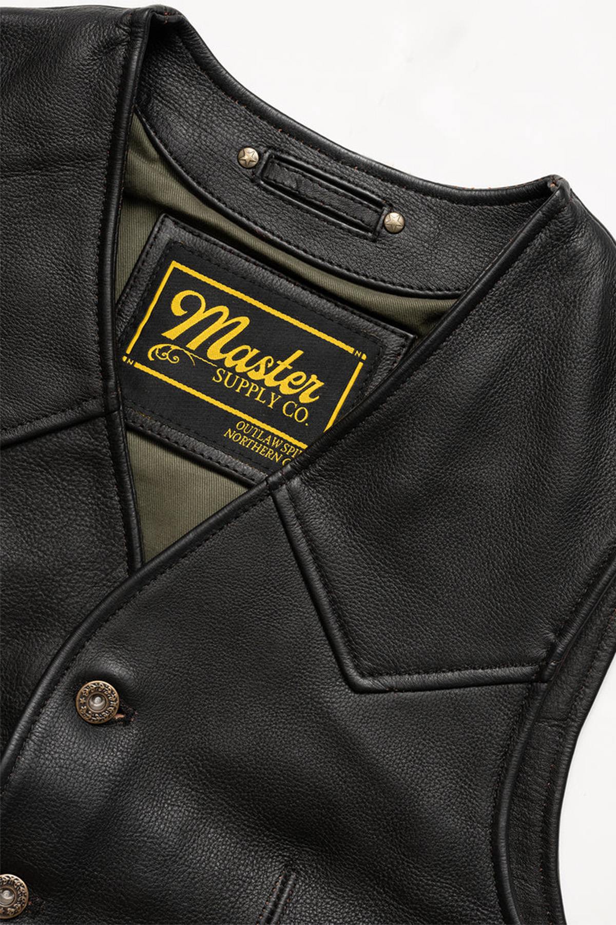 Black cowhide leather vest - Image n°5