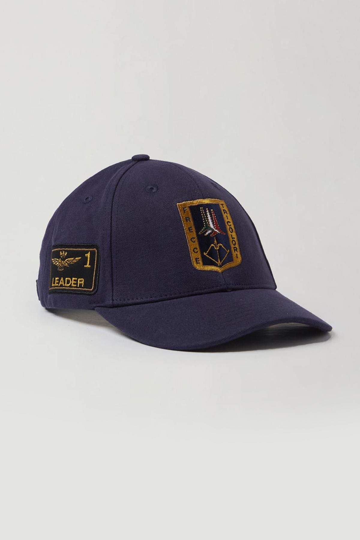 Navy blue cotton cap with emblem - Image n°3