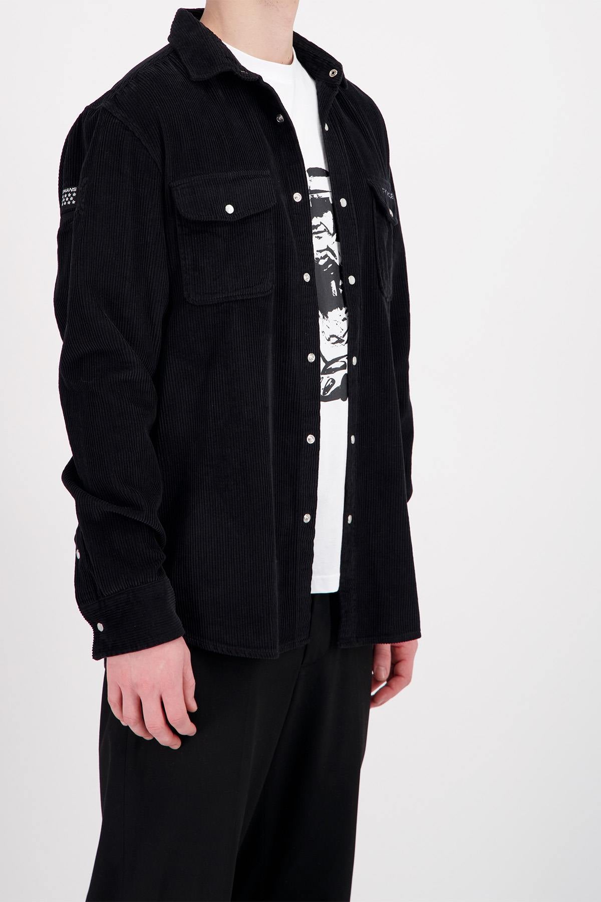 Black velvet effect overshirt - Image n°3