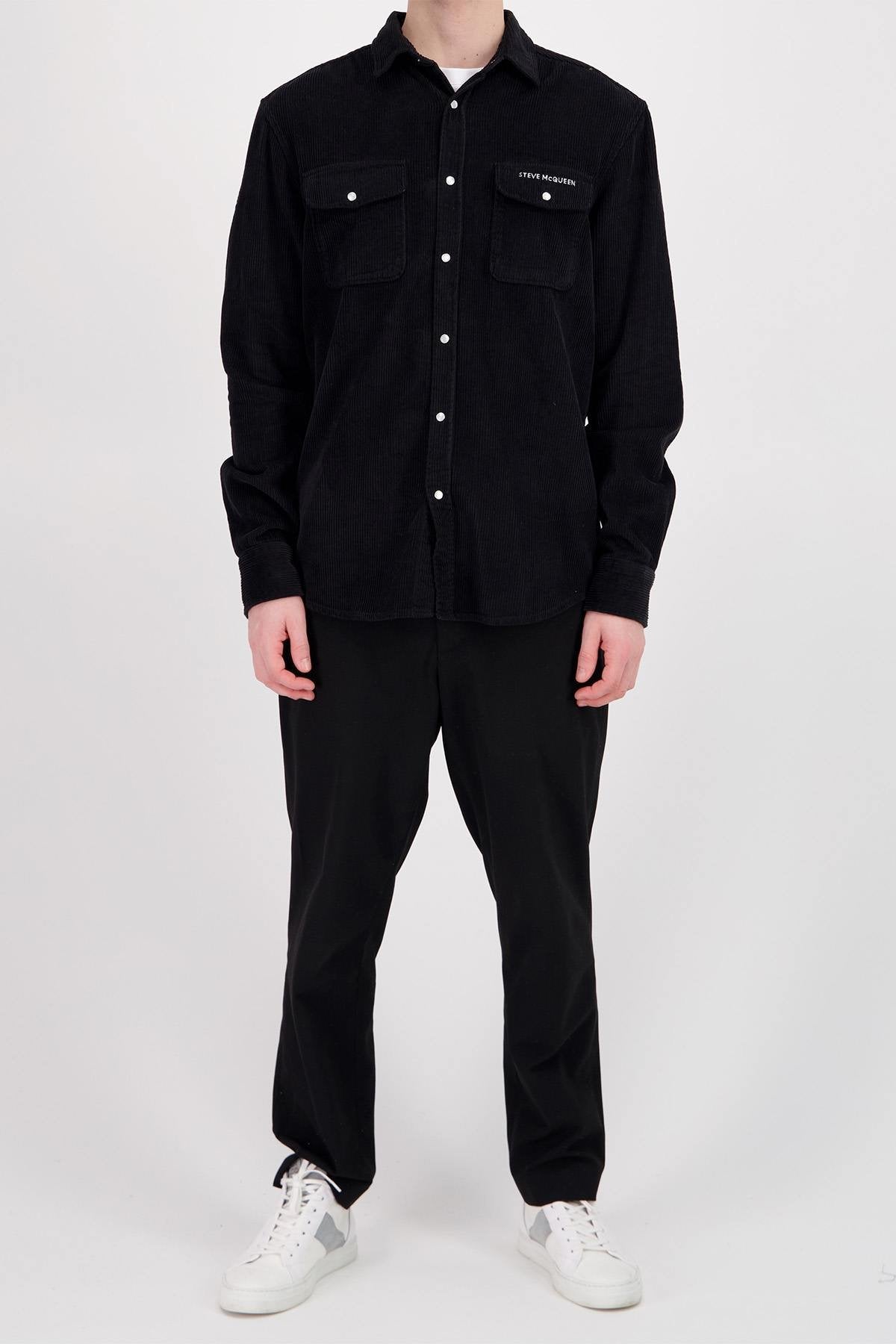 Black velvet effect overshirt - Image n°4