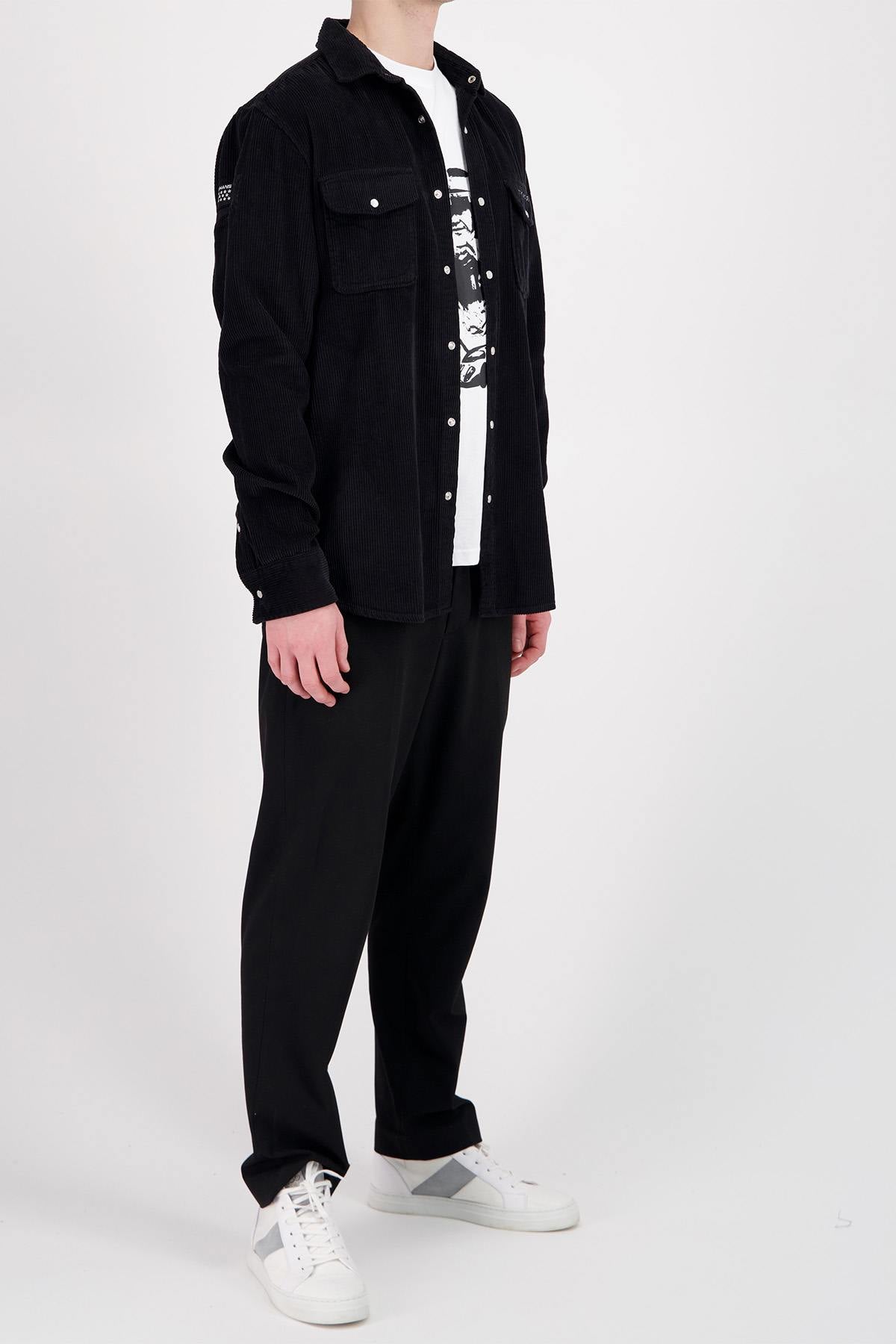 Black velvet effect overshirt - Image n°7