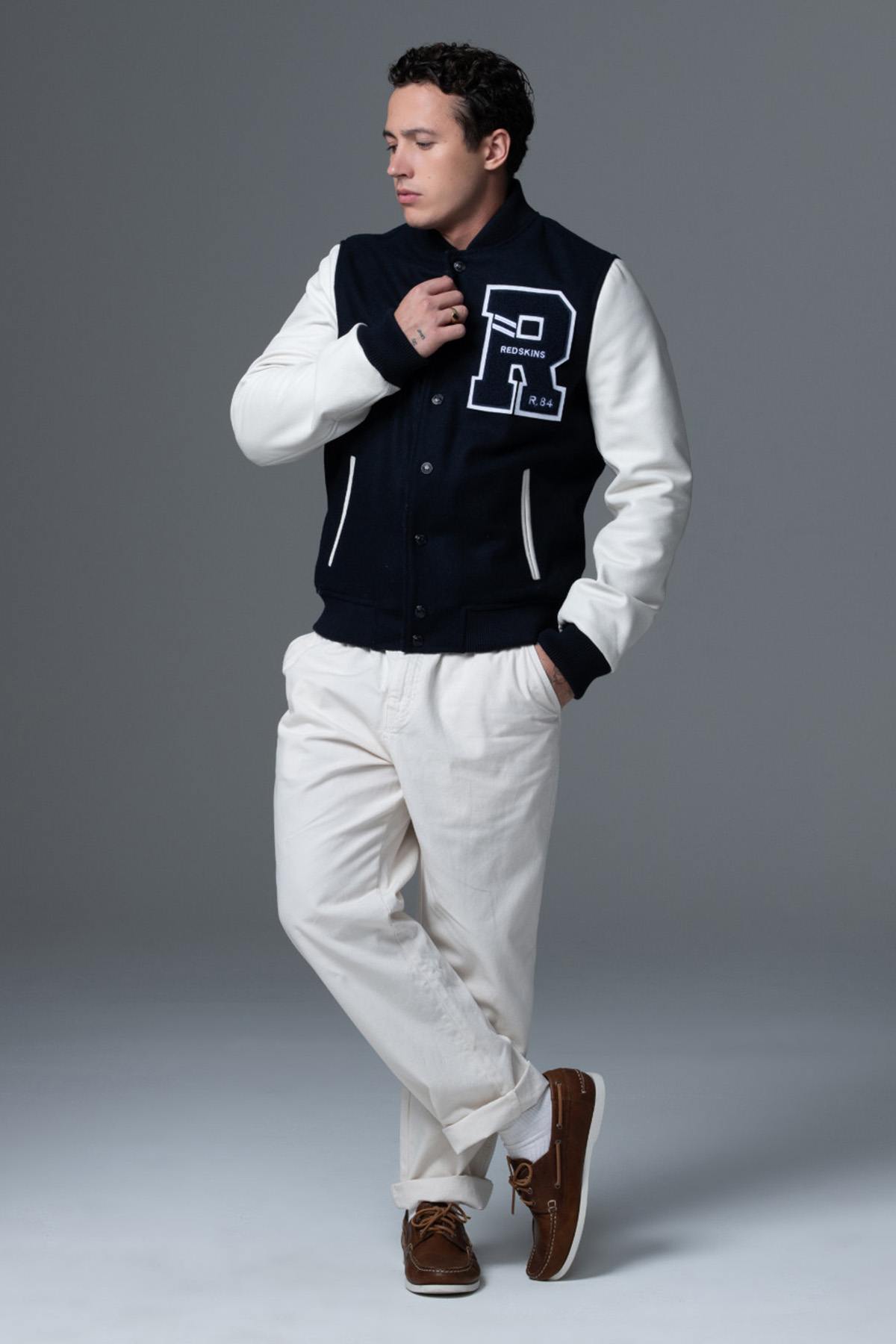 Navy and white varsity jacket - Image n°2