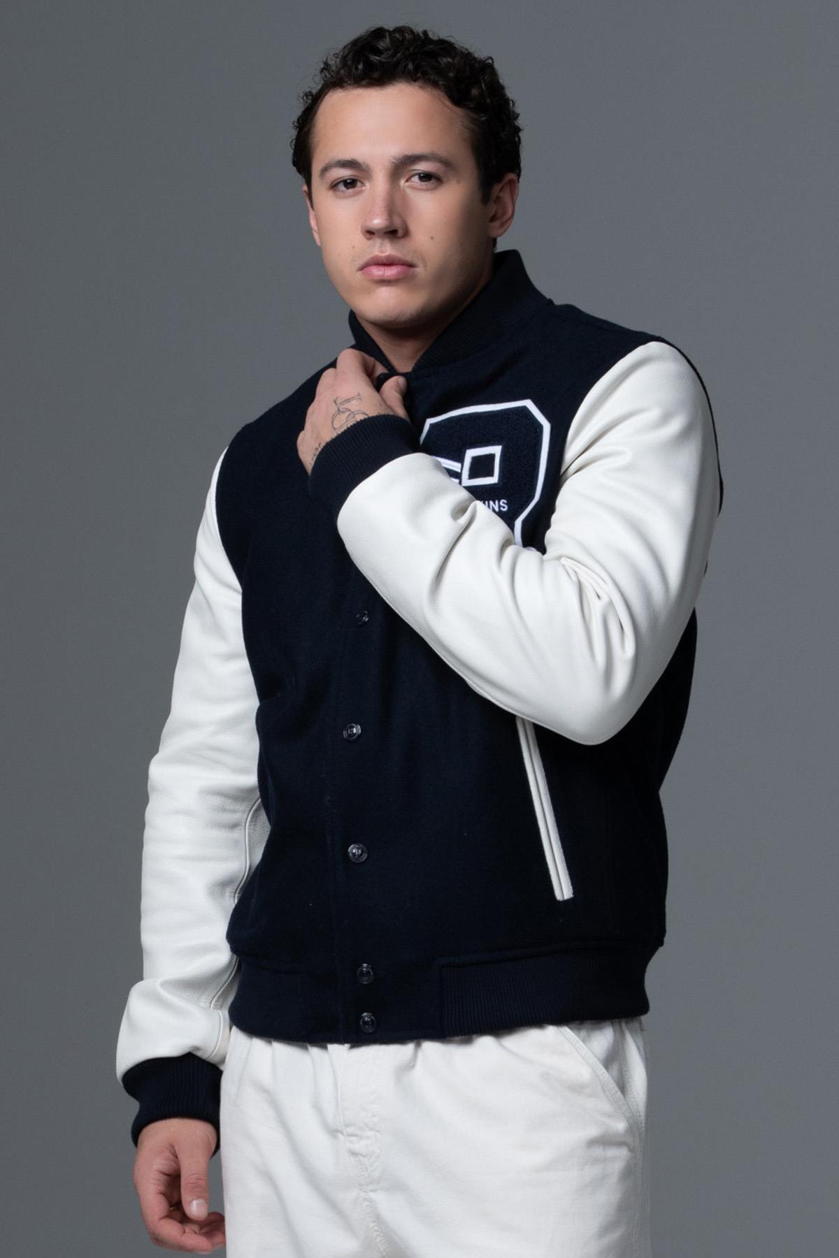 Navy and white varsity jacket - Image n°6